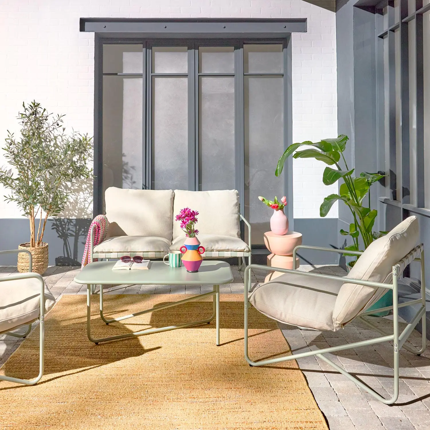 Salon de jardin acier 4 places