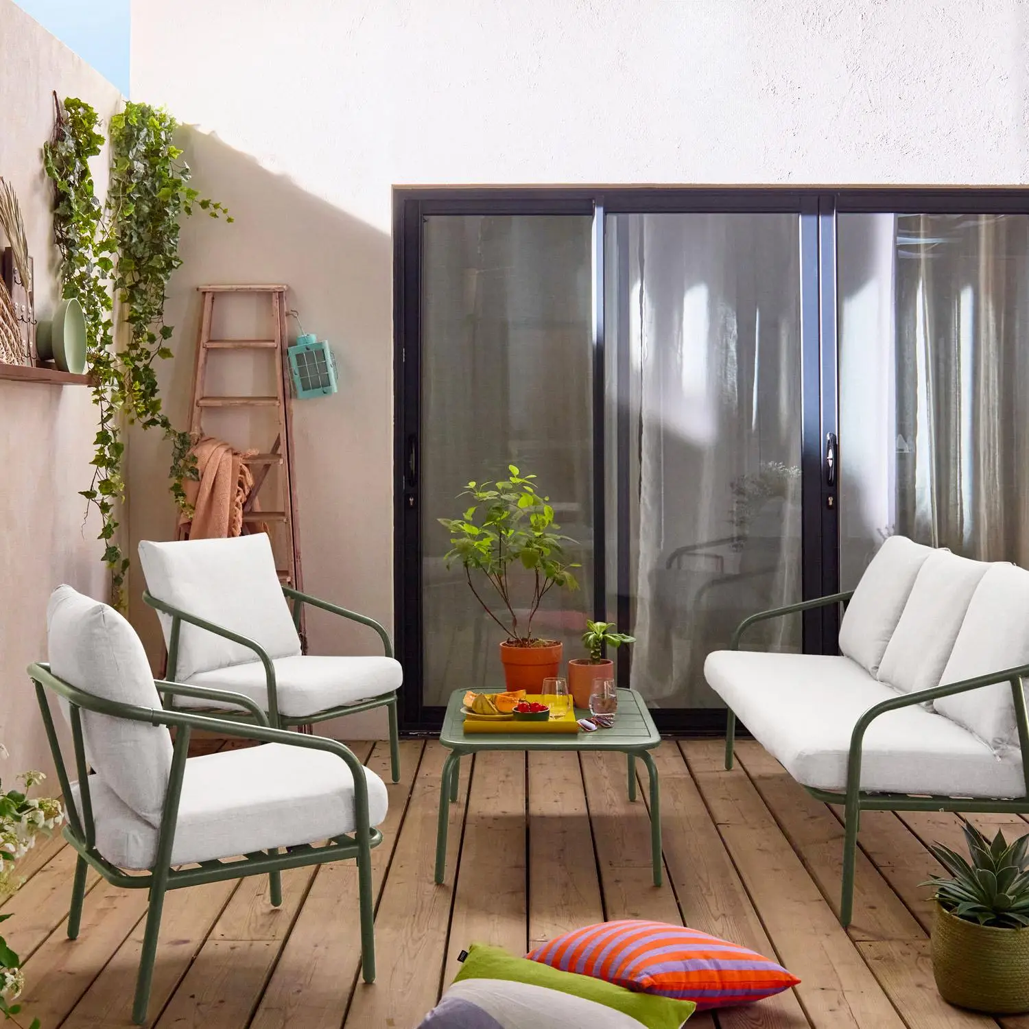 Salon de jardin acier 5 places