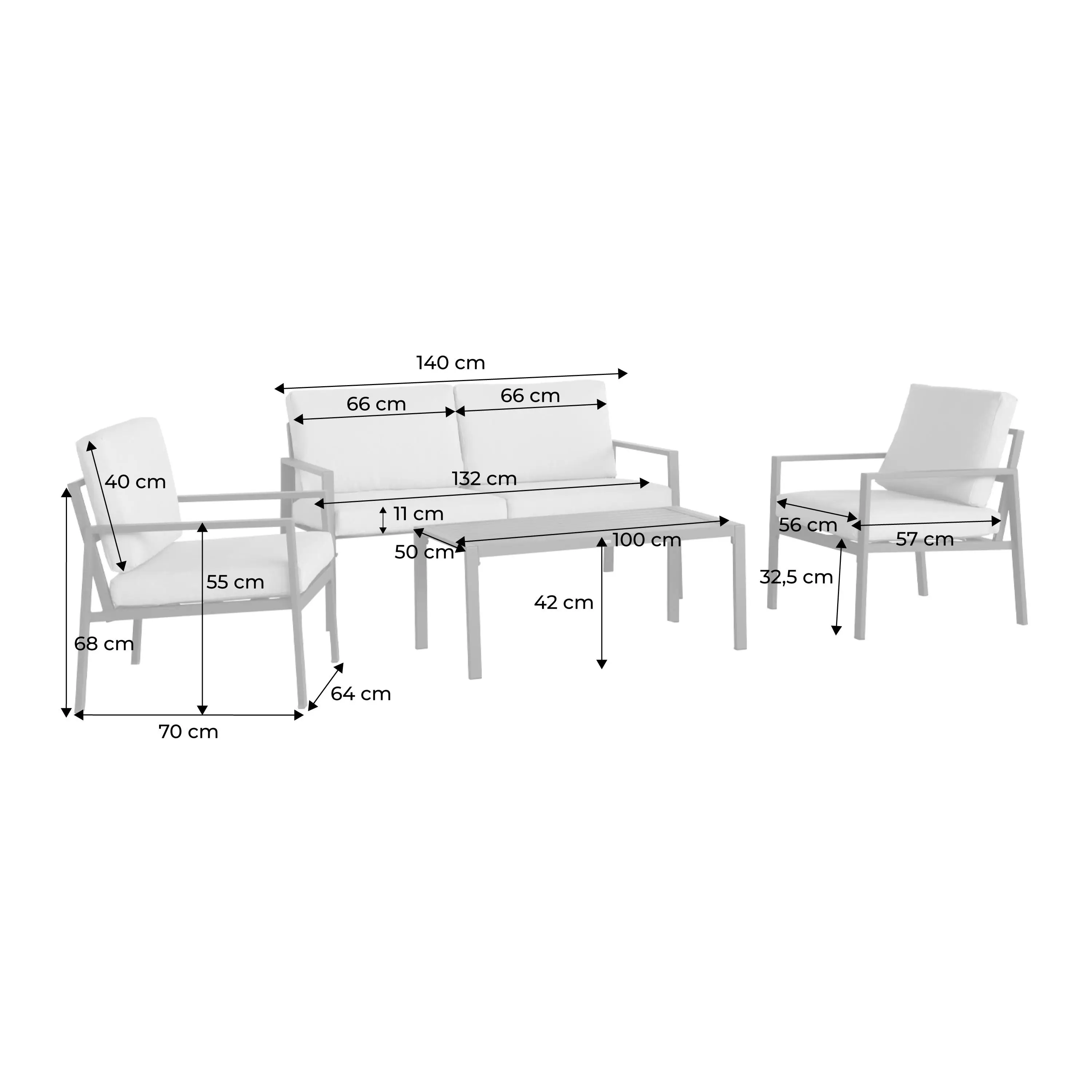 Salon de jardin aluminium 4 places