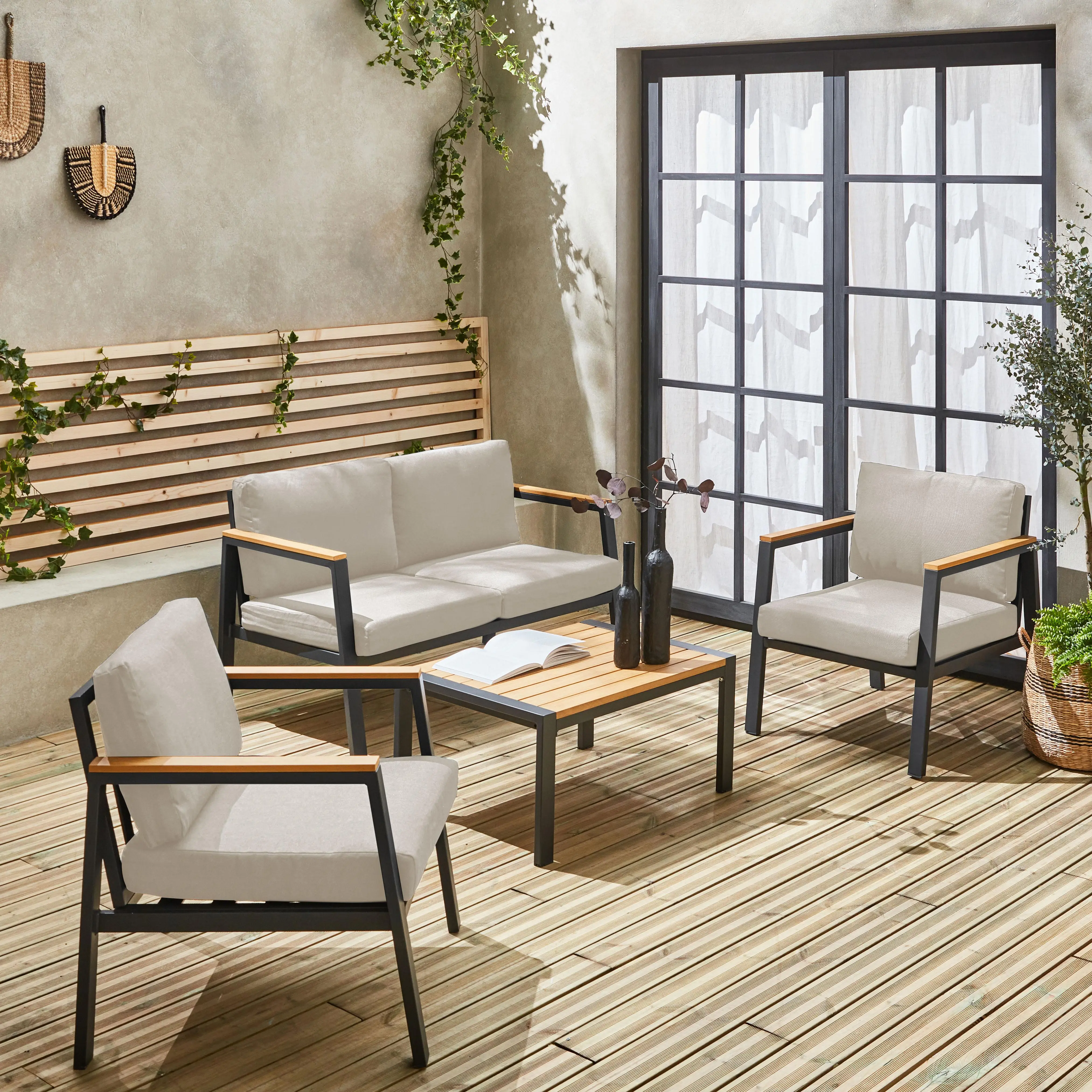 Salon de jardin aluminium et polywood 4 places