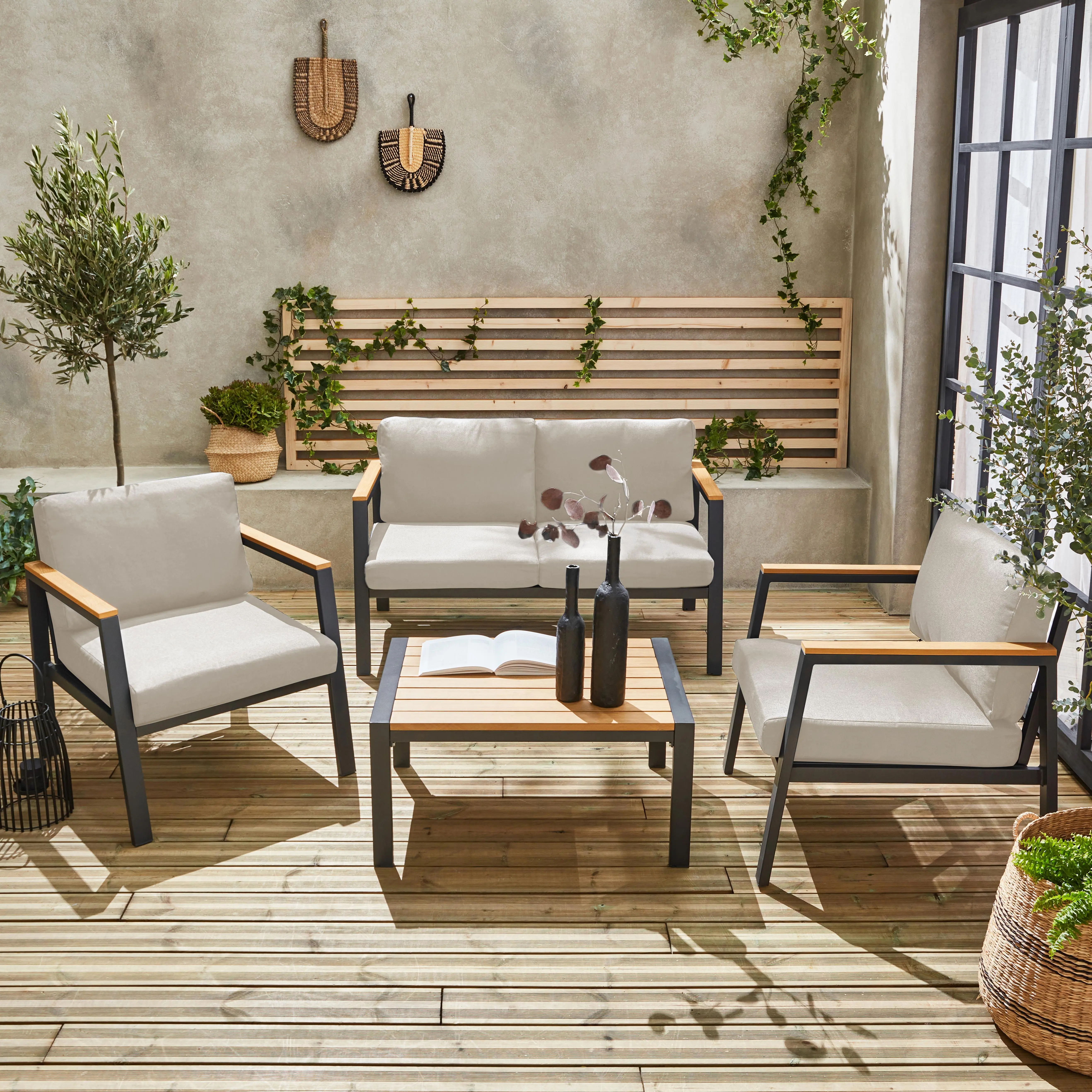 Salon de jardin aluminium et polywood 4 places