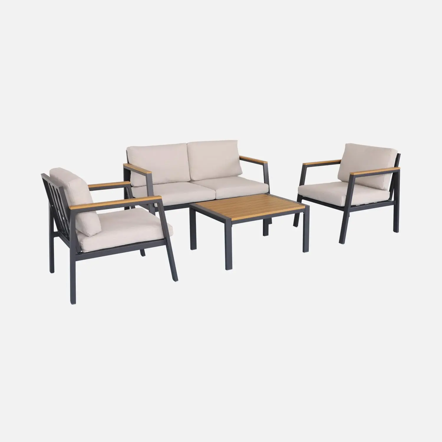 Salon de jardin aluminium et polywood 4 places