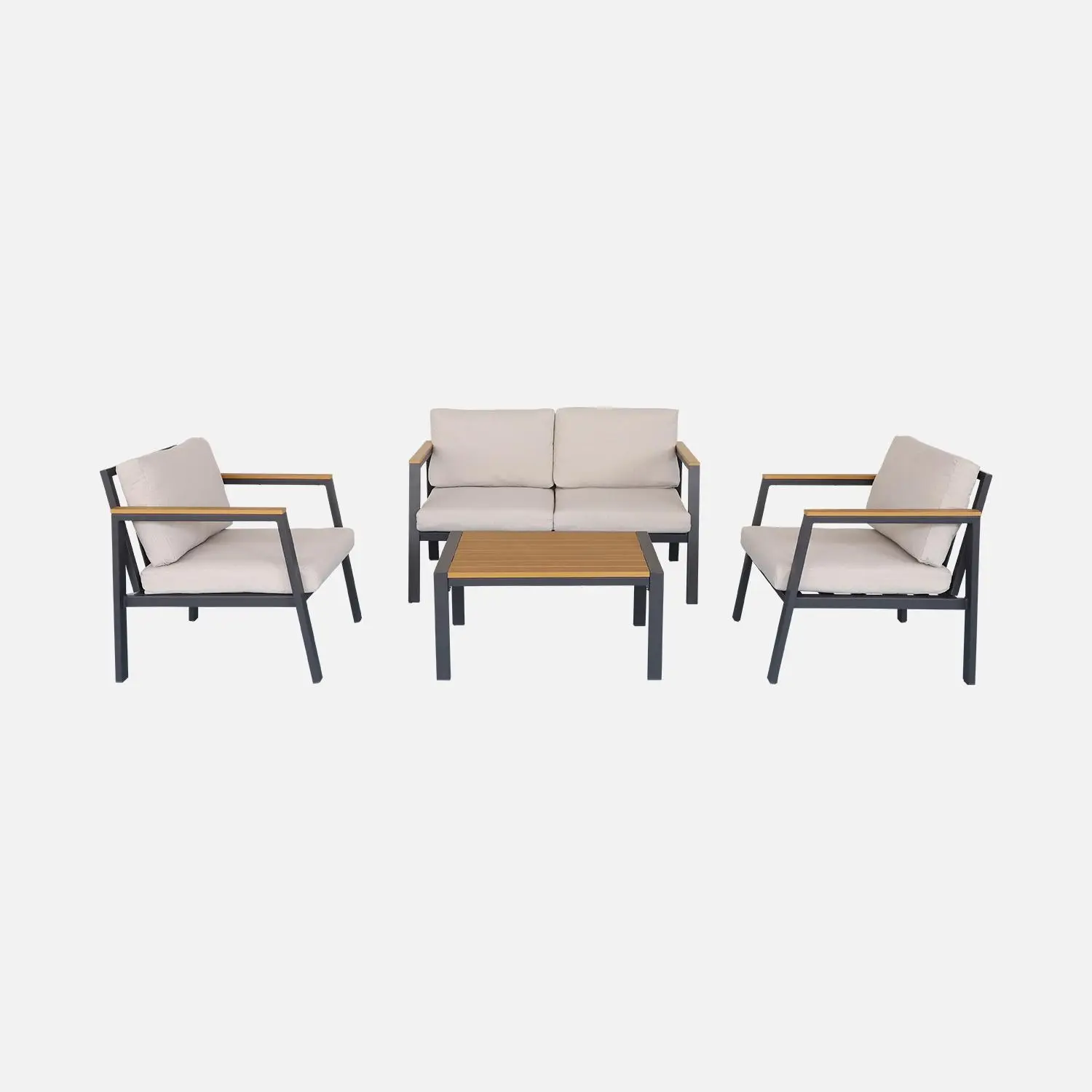 Salon de jardin aluminium et polywood 4 places