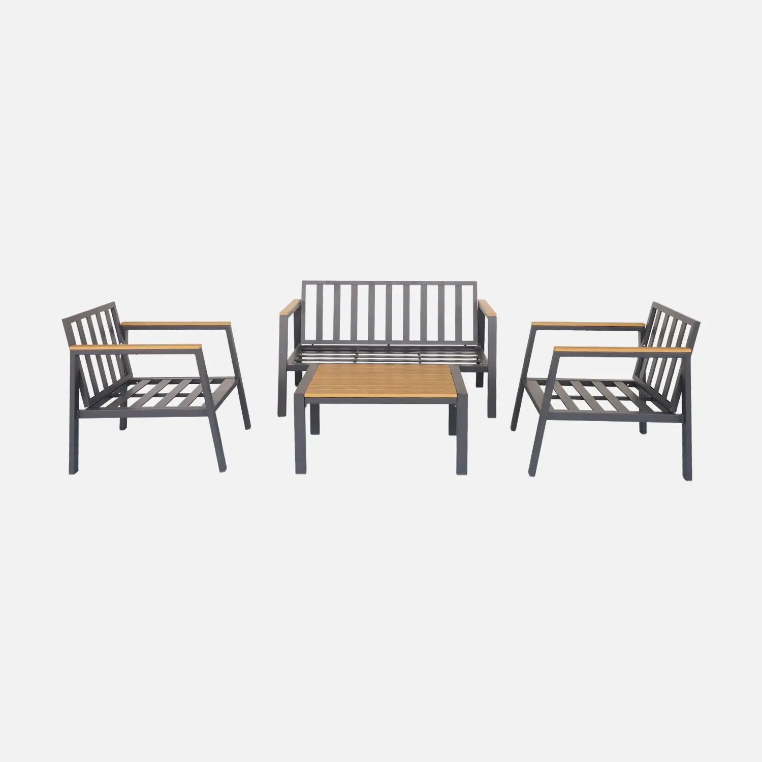 Salon de jardin aluminium et polywood 4 places