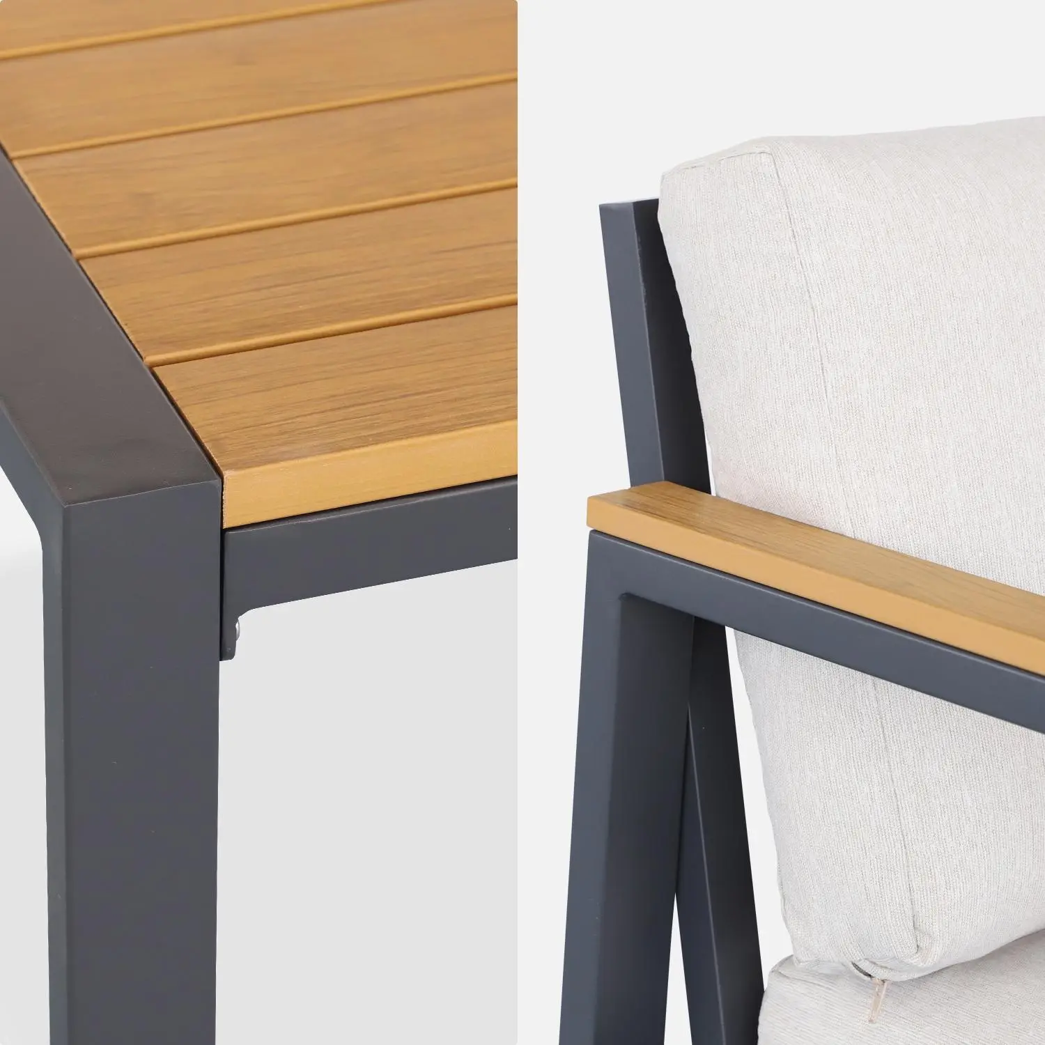 Salon de jardin aluminium et polywood 4 places