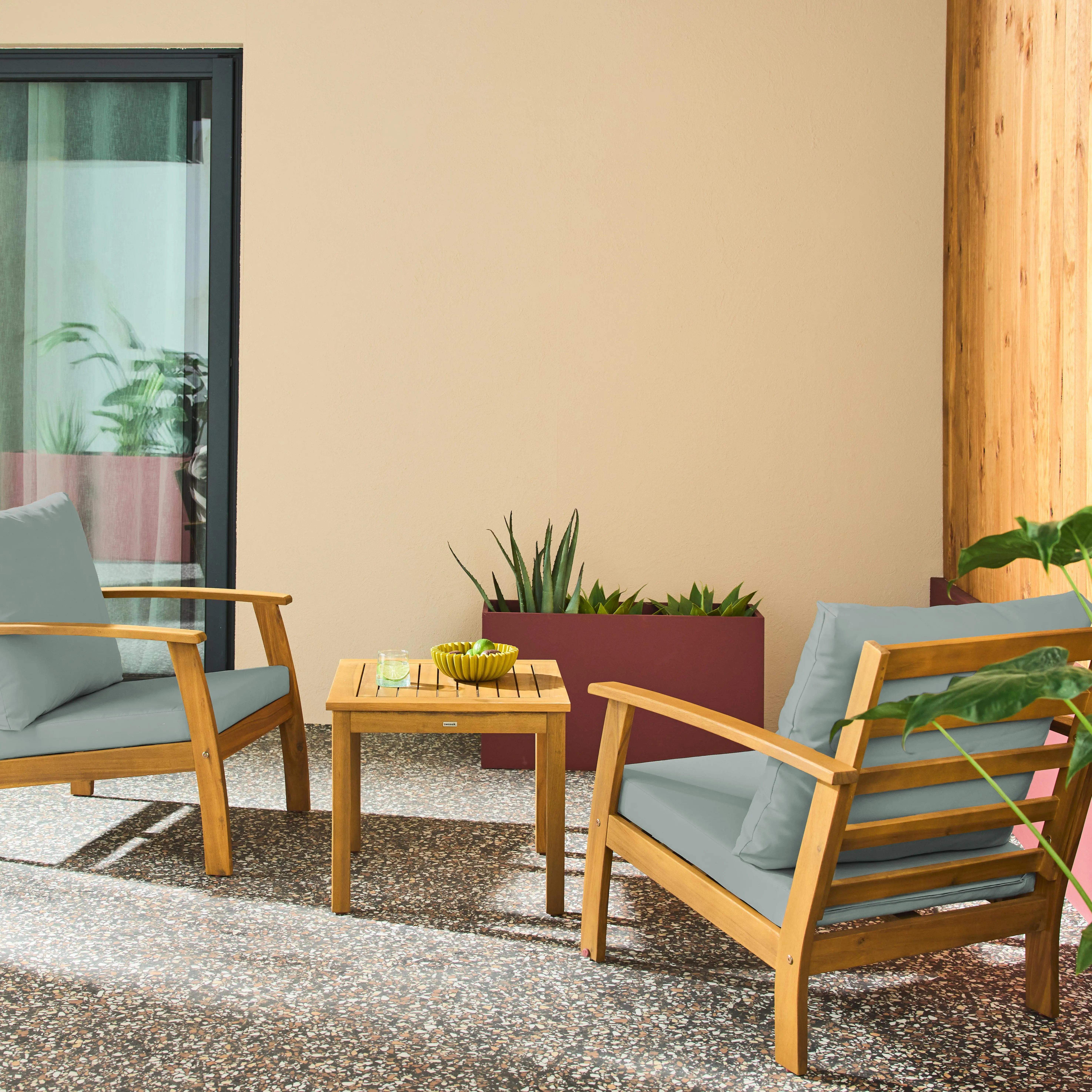 Salon de jardin bois d'acacia 2 places