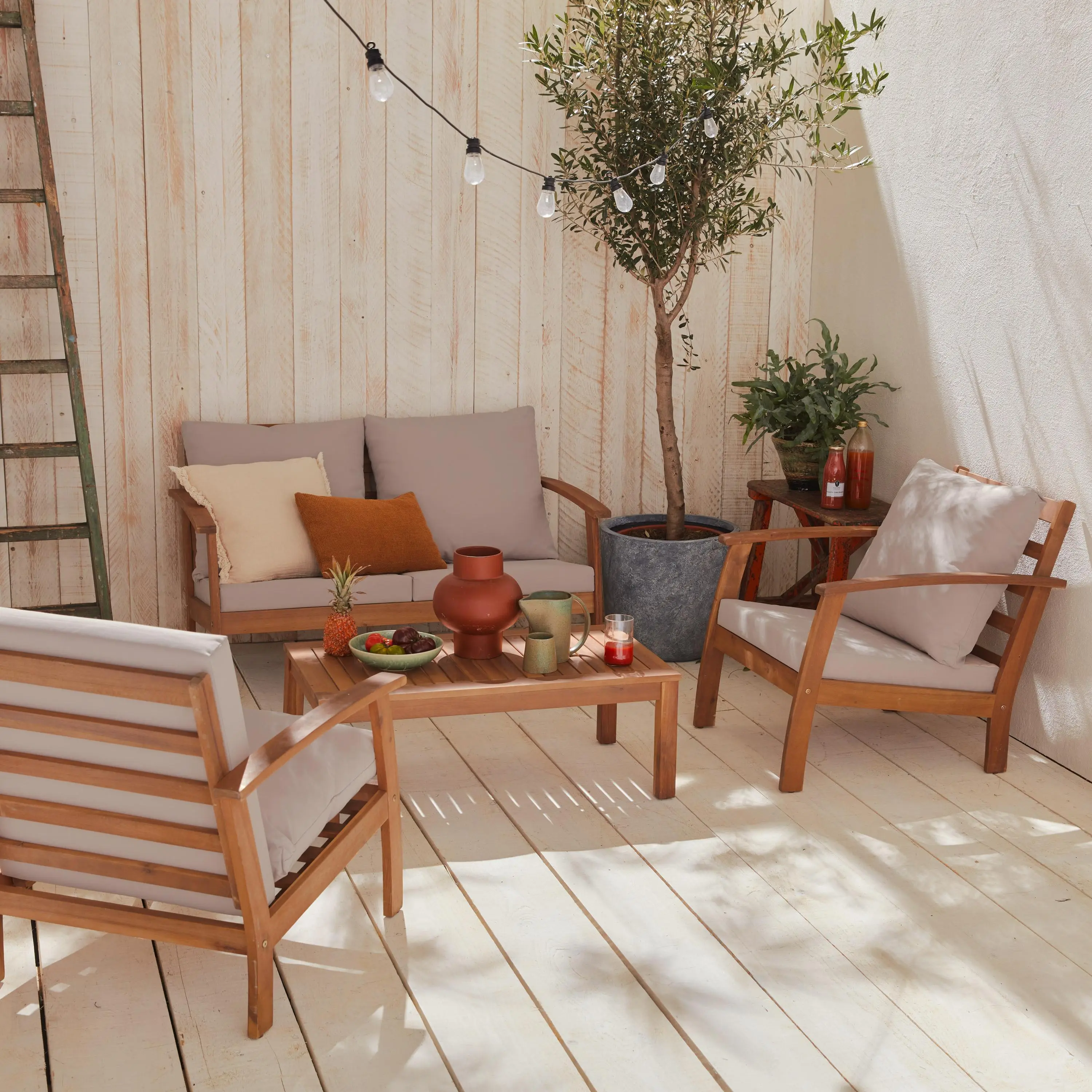 Salon de jardin bois d'acacia 4 places