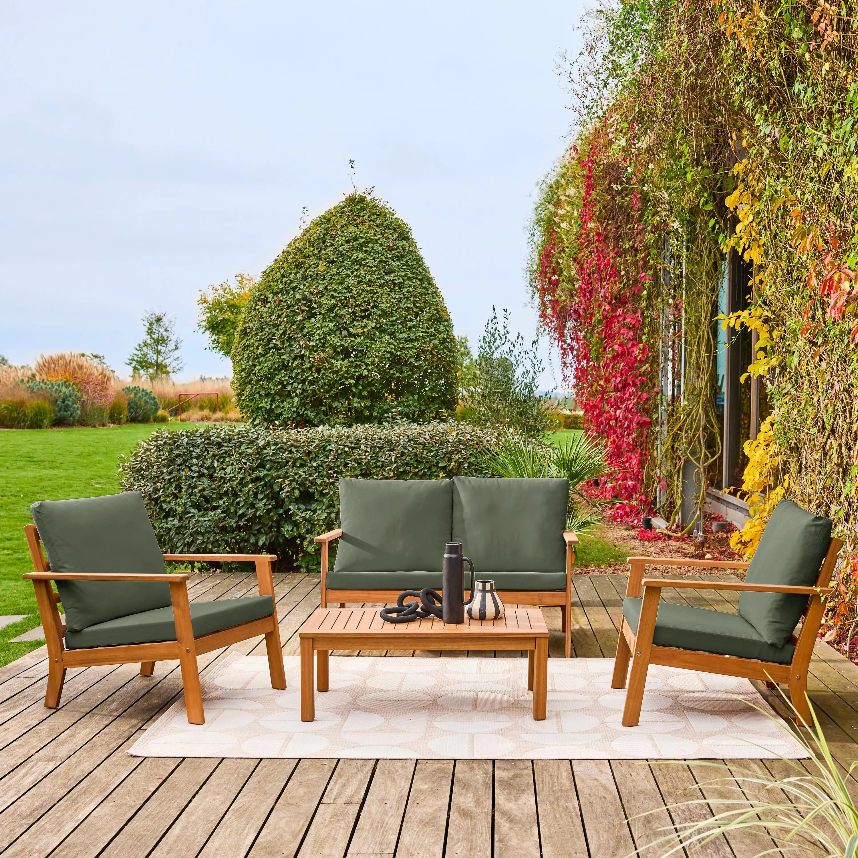 Salon de jardin bois d'acacia 4 places