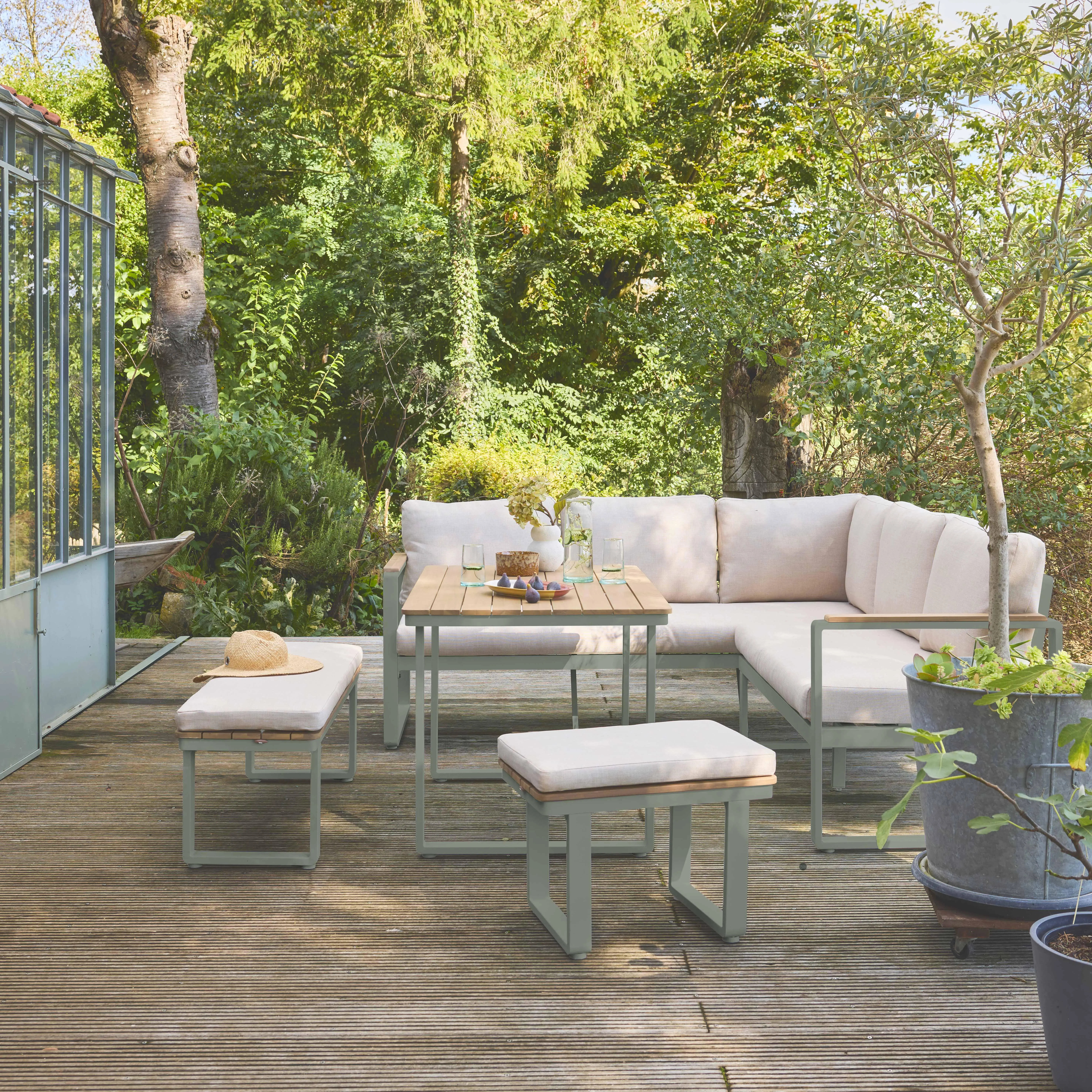 Salon de jardin bois d'acacia et aluminium 8 places