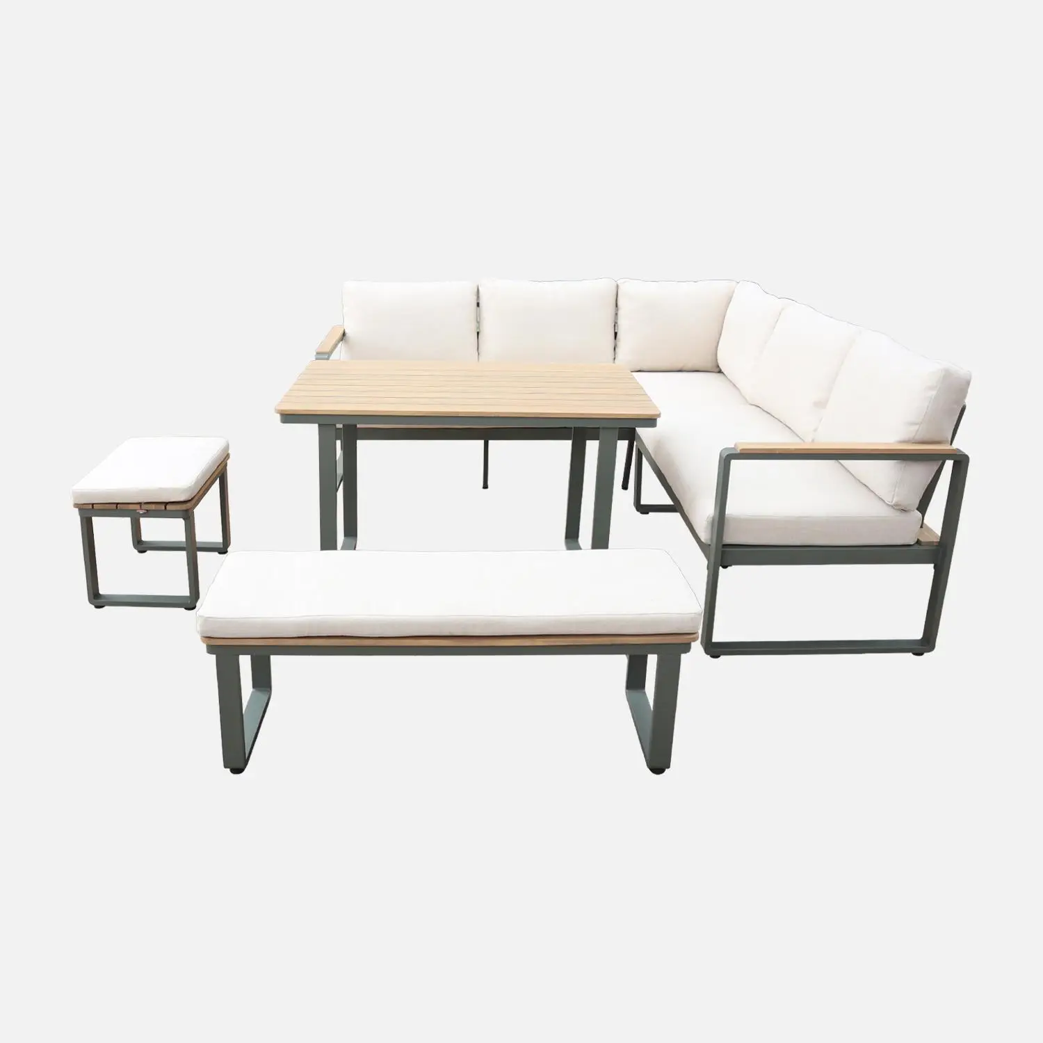 Salon de jardin bois d'acacia et aluminium 8 places
