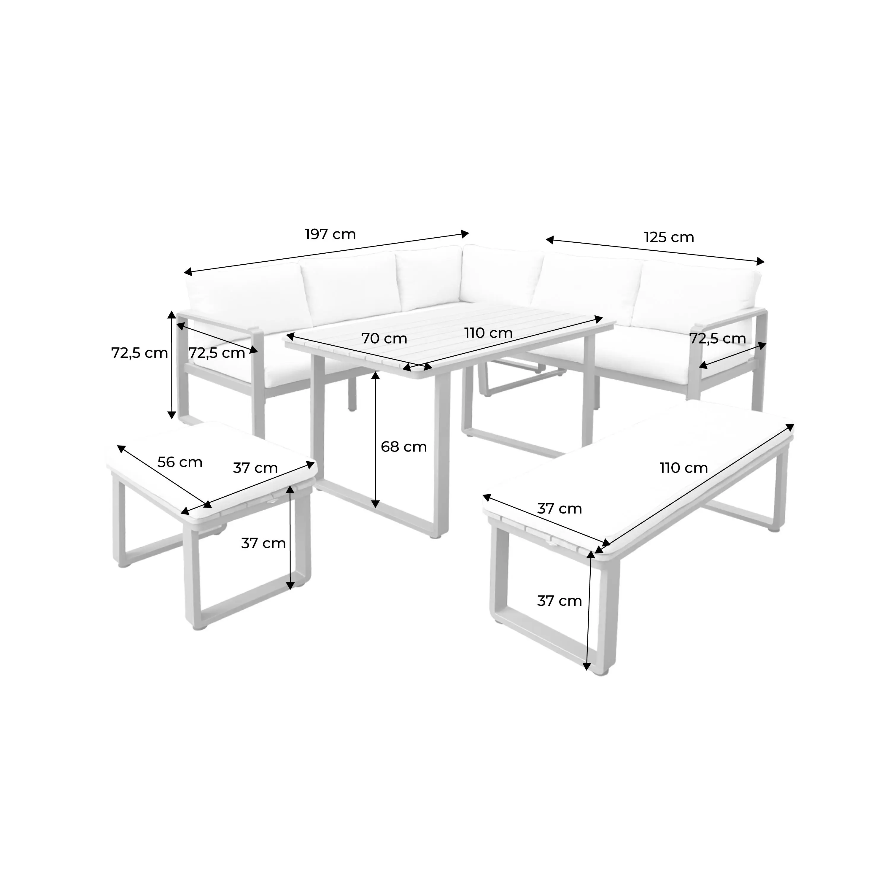 Salon de jardin bois d'acacia et aluminium 8 places