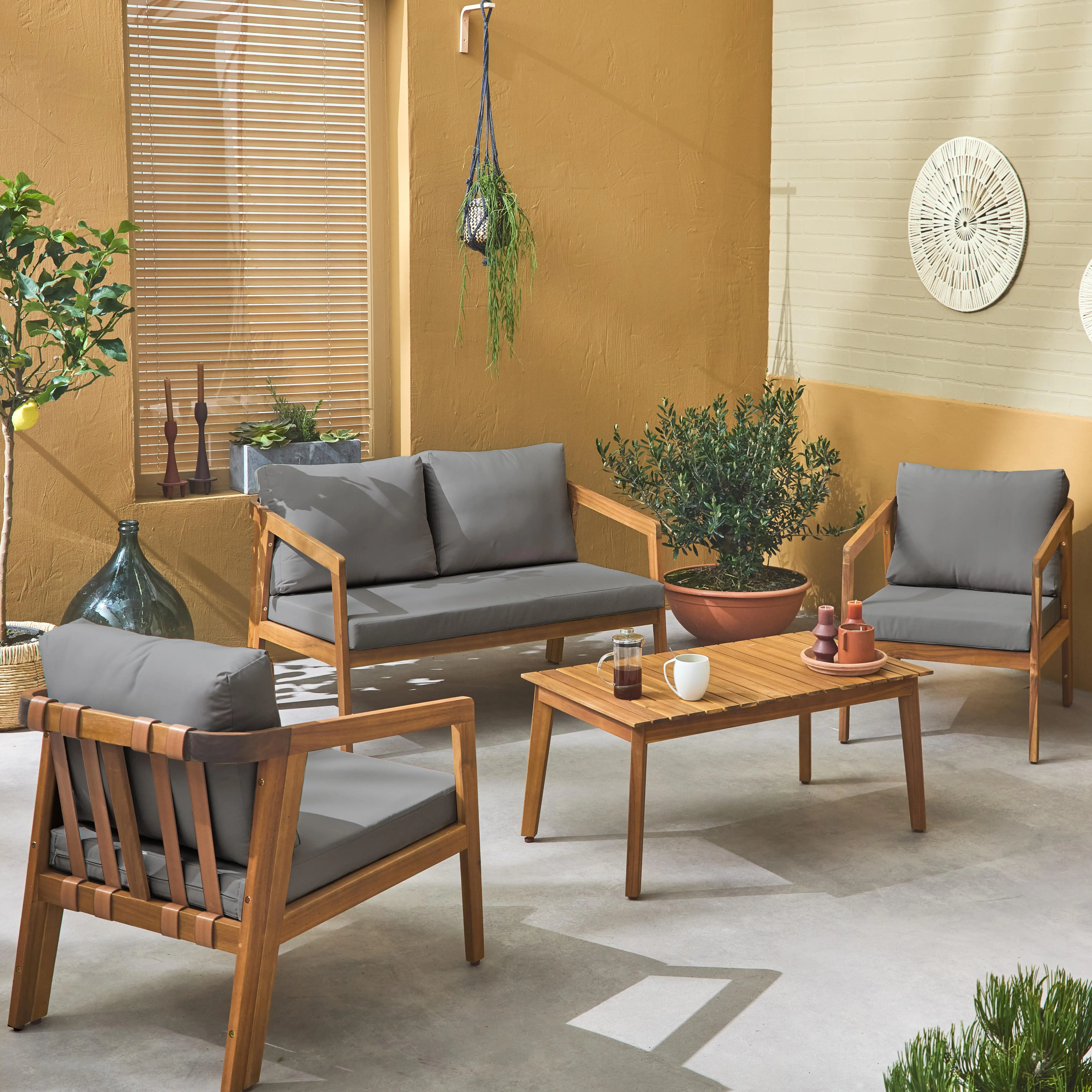 Salon de jardin bois d'acacia 4 places