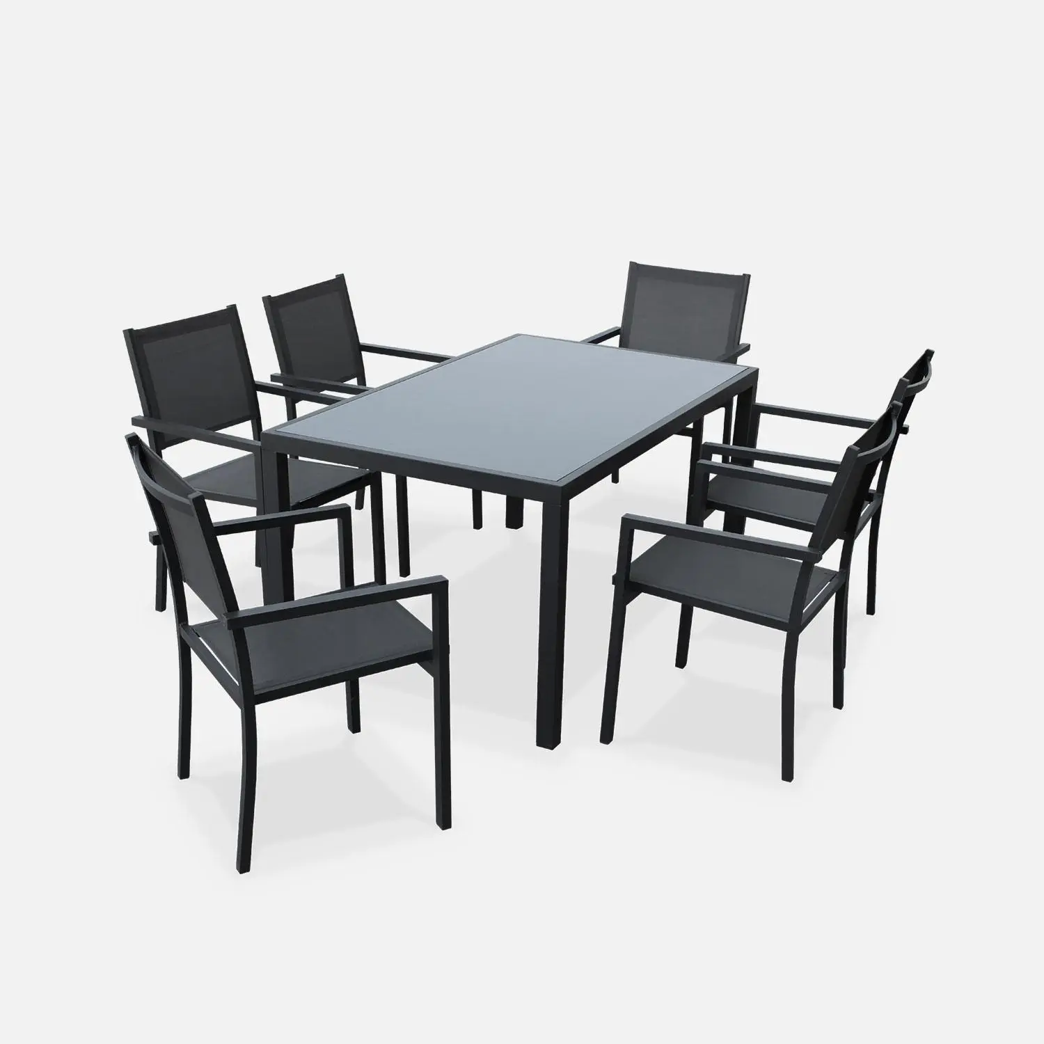 Table de jardin aluminium + 6 assises