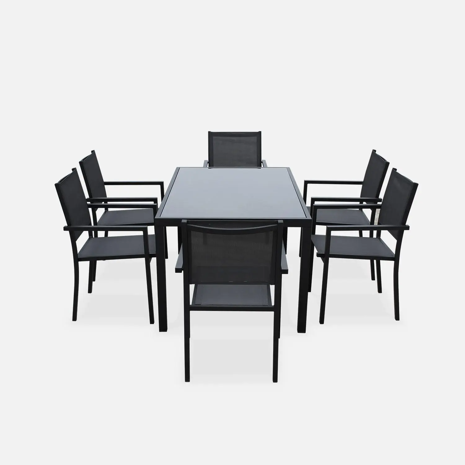 Table de jardin aluminium + 6 assises