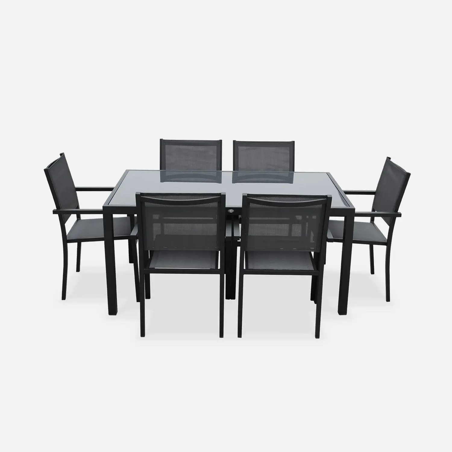 Table de jardin aluminium + 6 assises