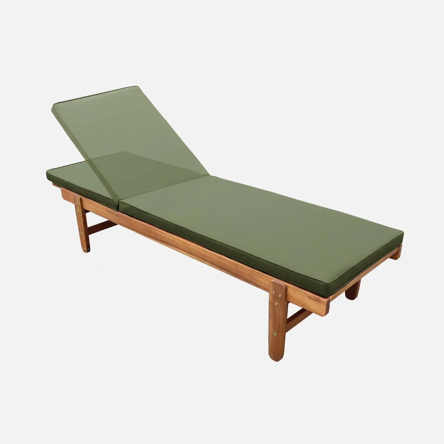 Bain de soleil bois d'acacia multi positions avec roulettes (lot de 2)