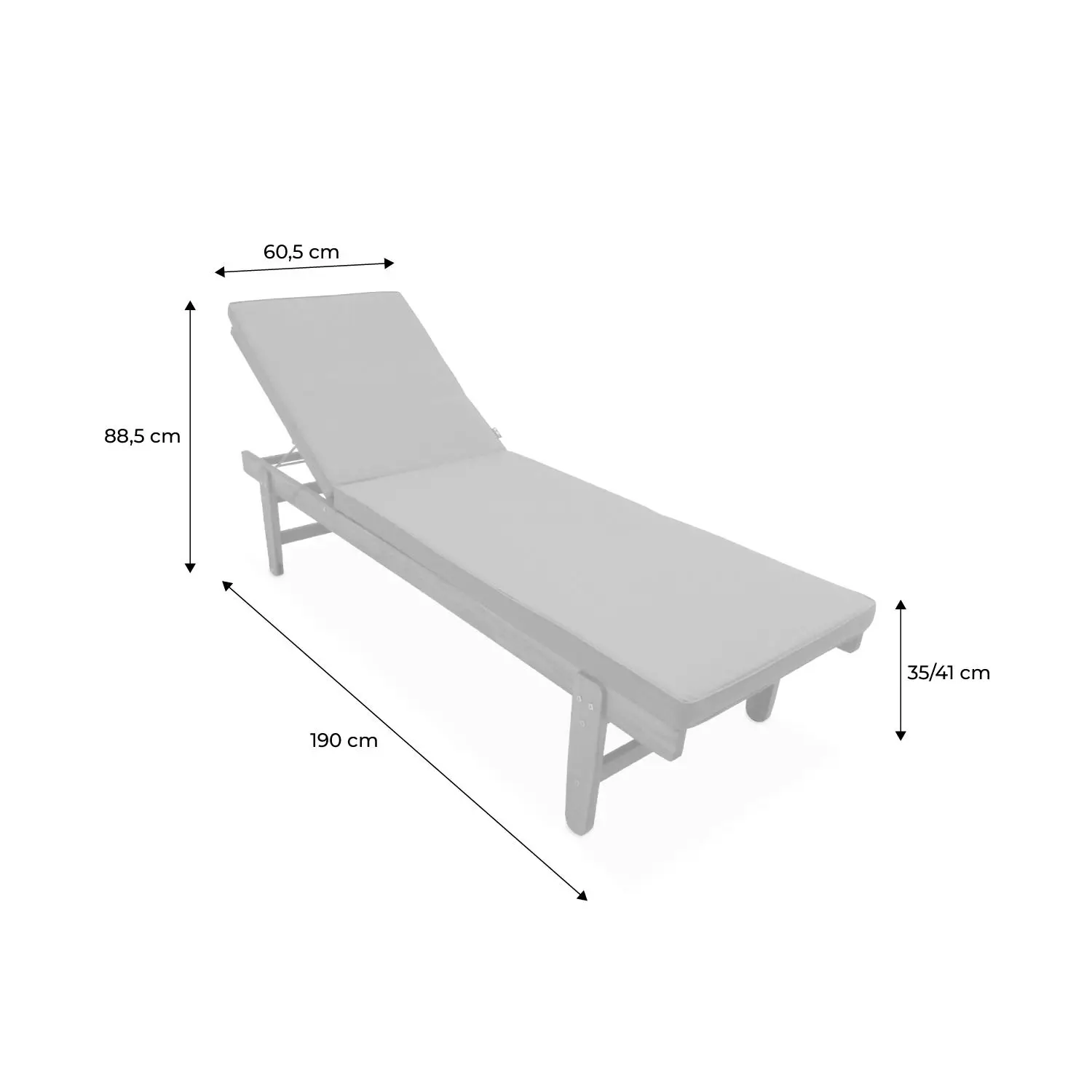 Bain de soleil bois d'acacia multi positions avec roulettes (lot de 2)