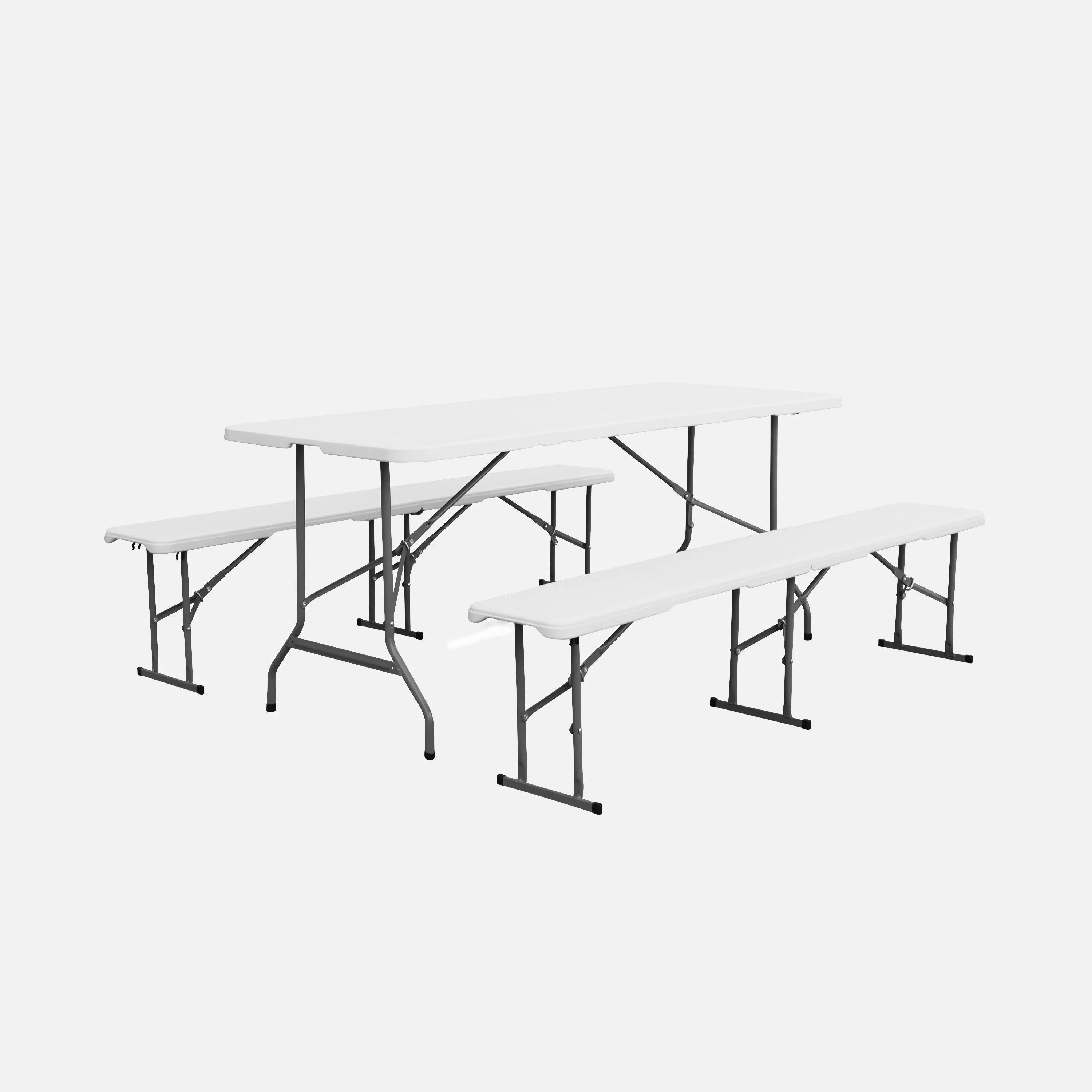 Table + bancs de réception pliante plastique
