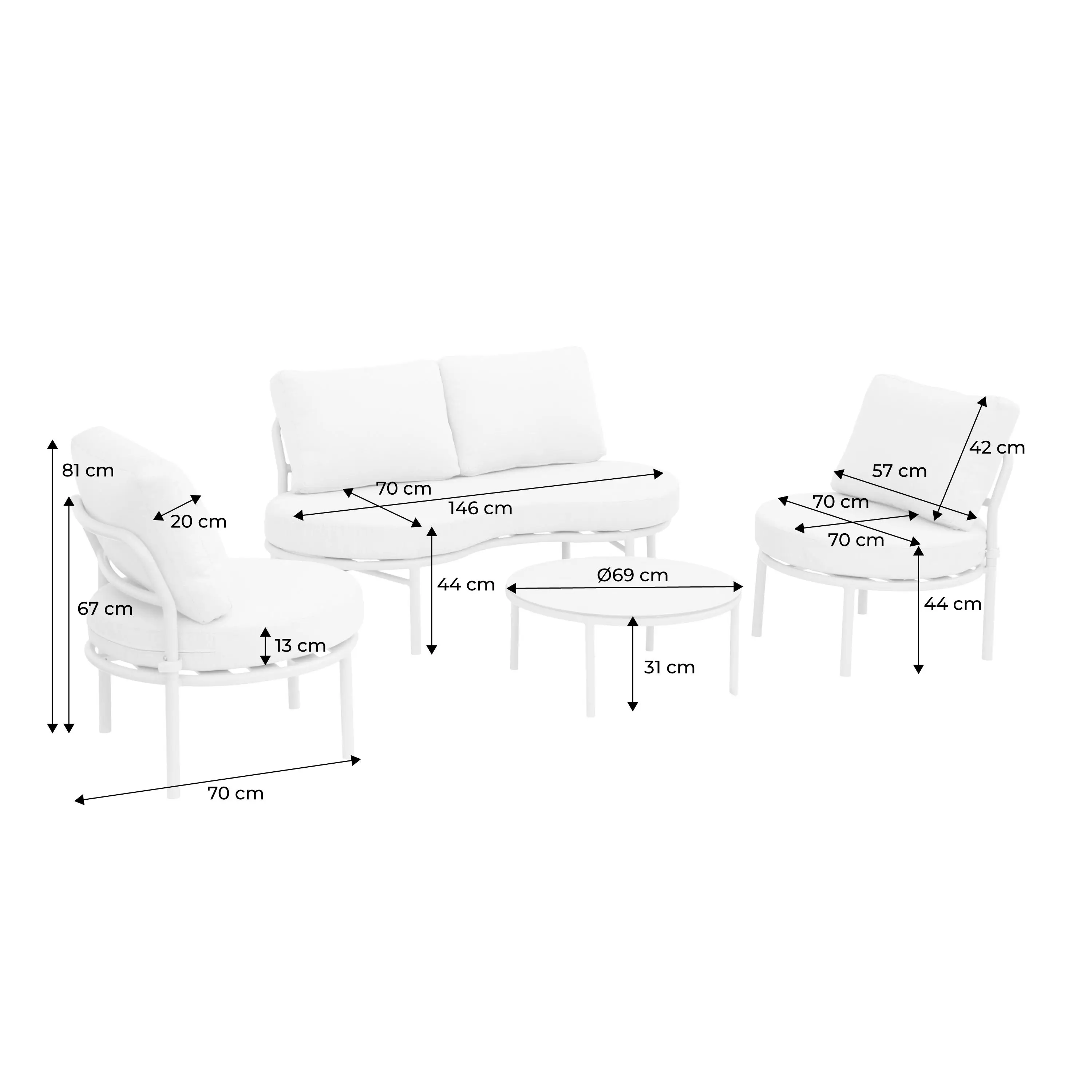 Salon de jardin aluminium 4 places