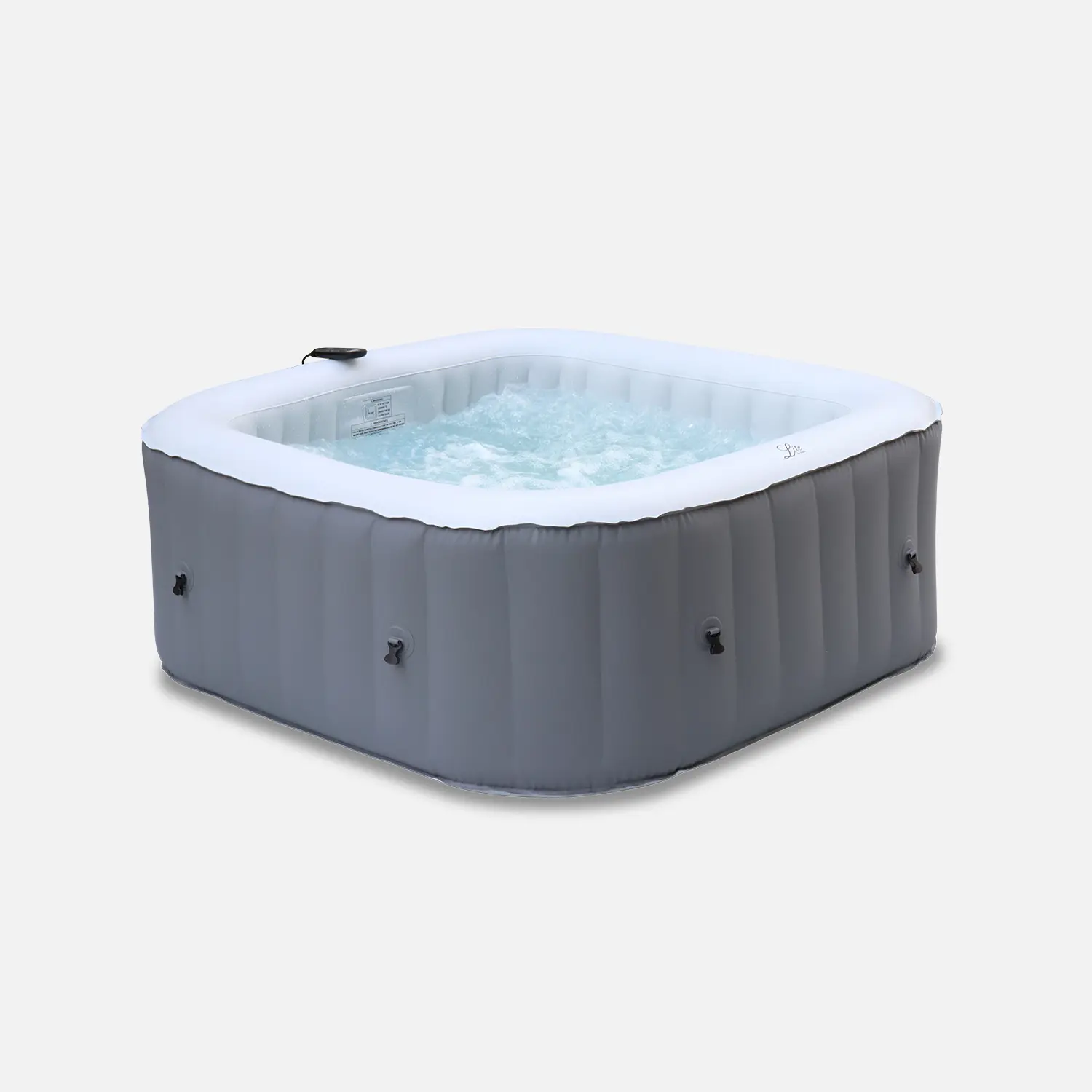 Spa gonflable 4 places carré gris 160cm système anti-gel et bâche