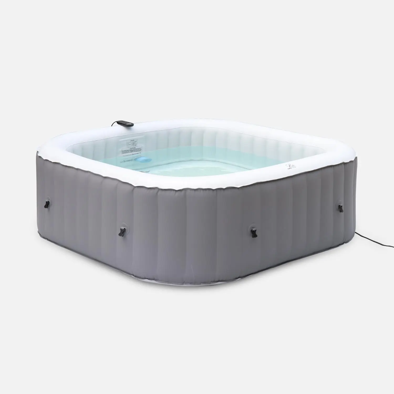 Spa gonflable 6 places carré anthracite 185cm système anti-gel et bâche