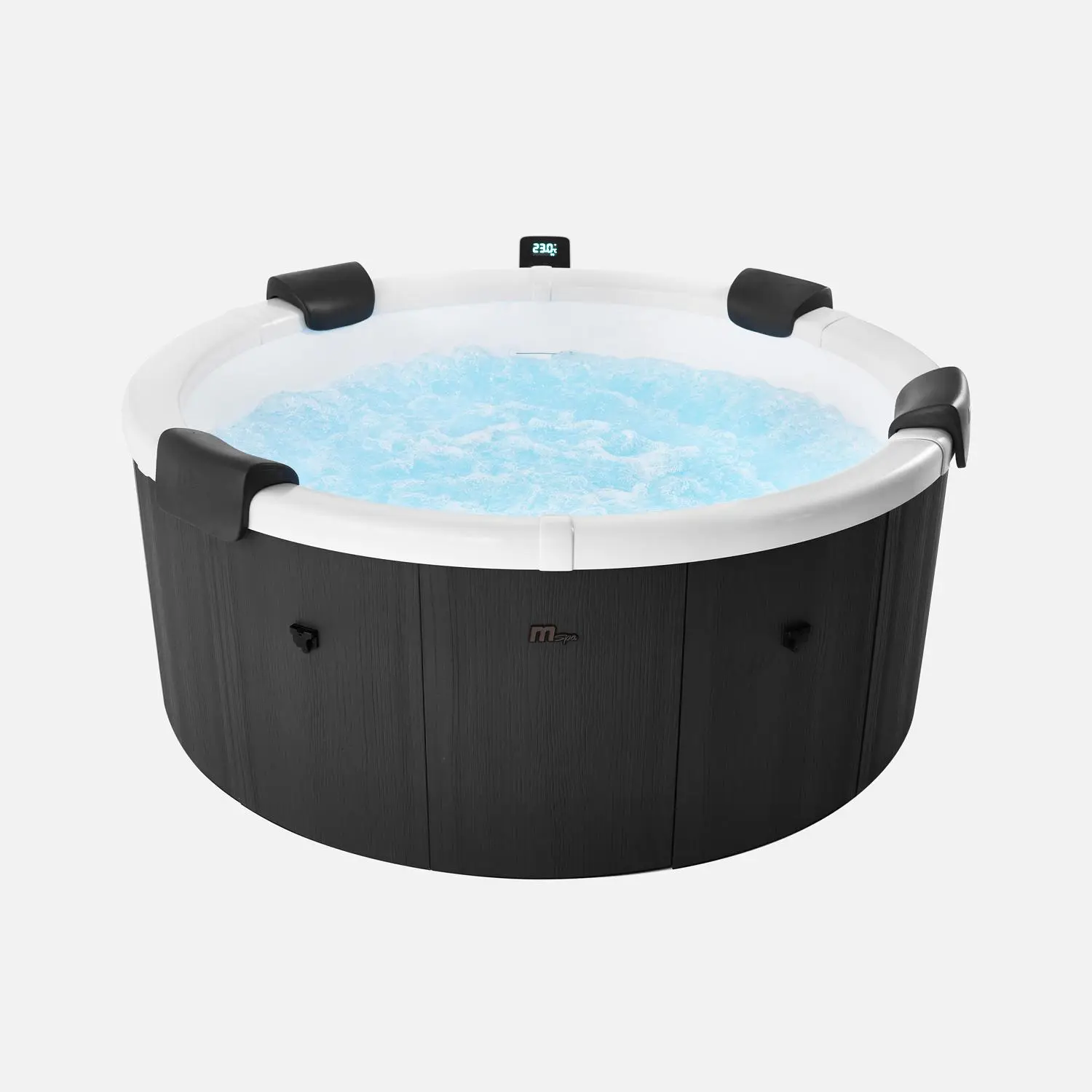 Spa rigide 6 places 180cm rond hydromassage 4 coussins bâche + housse