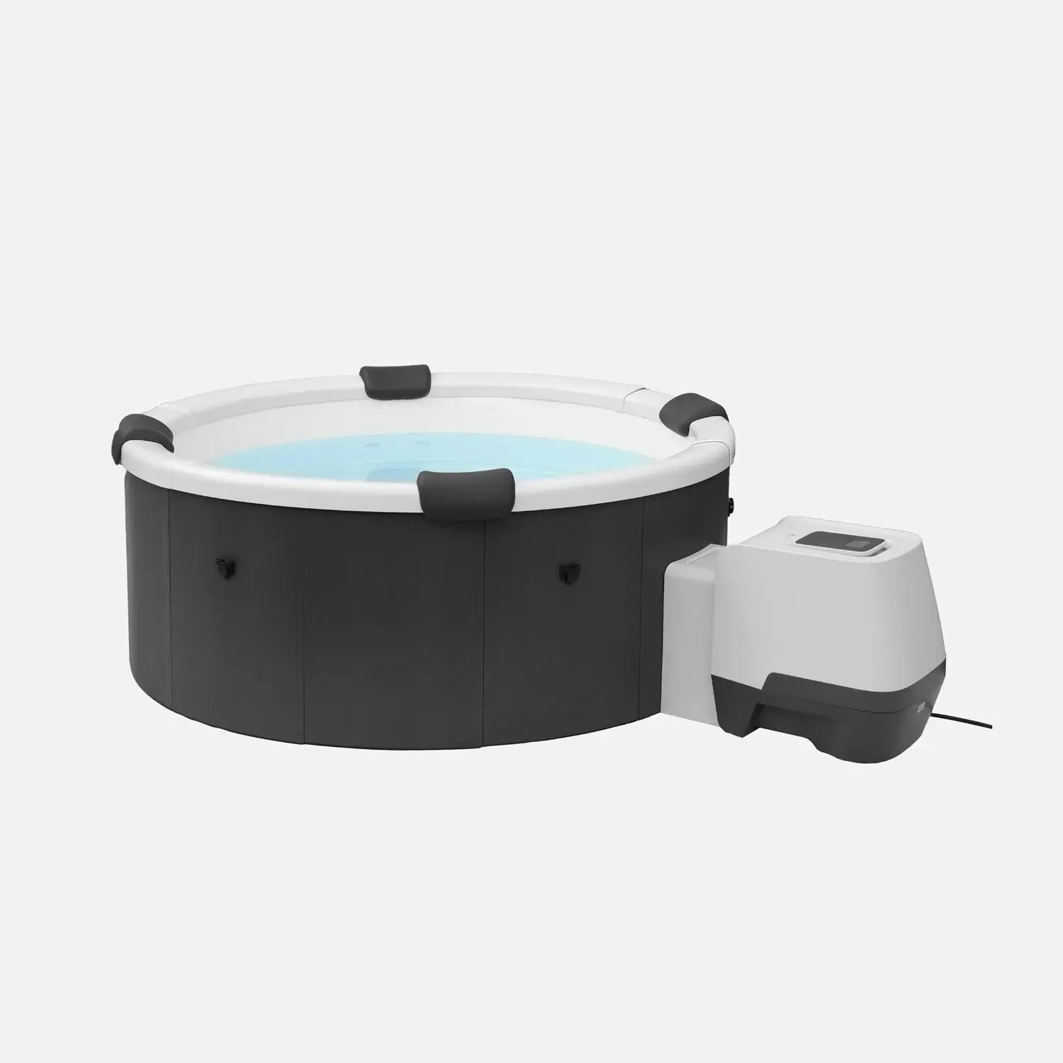 Spa rigide 6 places 180cm rond hydromassage 4 coussins bâche + housse
