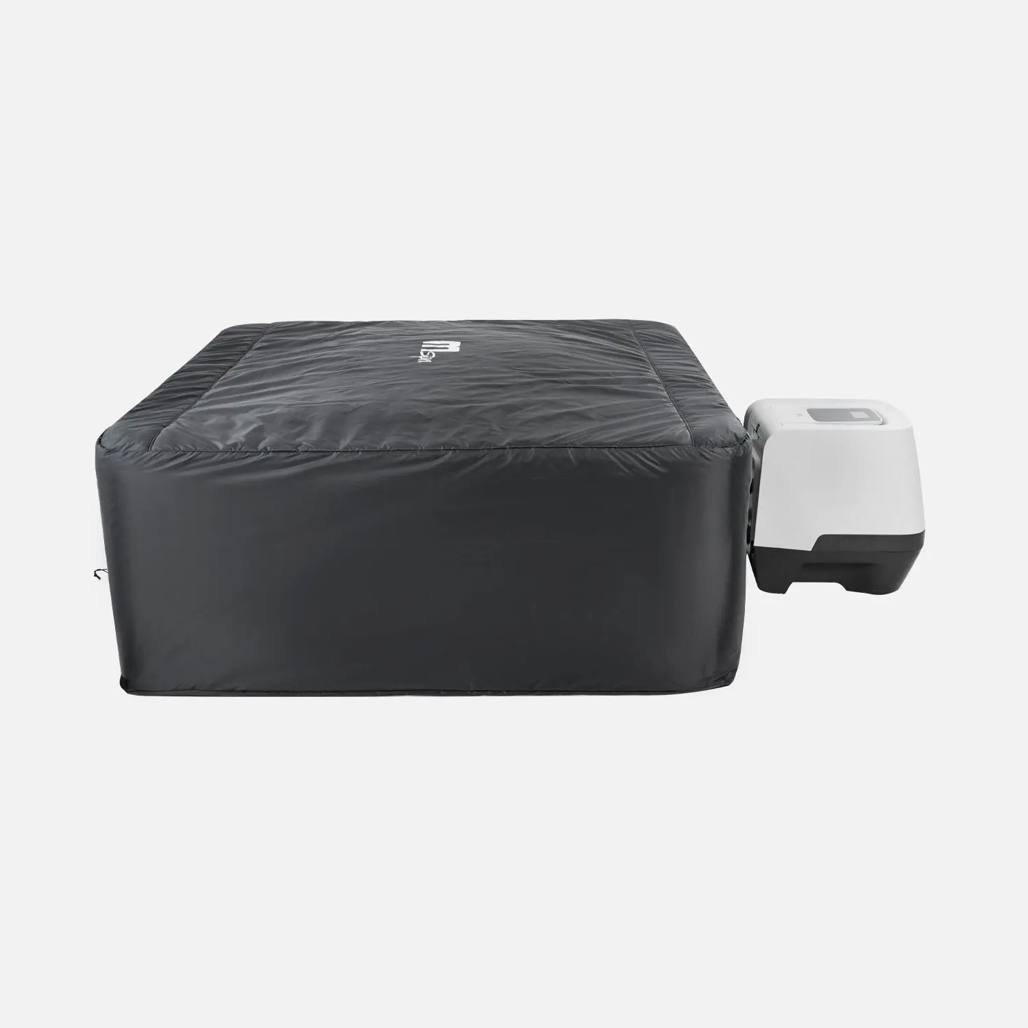 Spa rigide 6 places 180cm carré hydromassages 4 coussins bâche + housse thermique