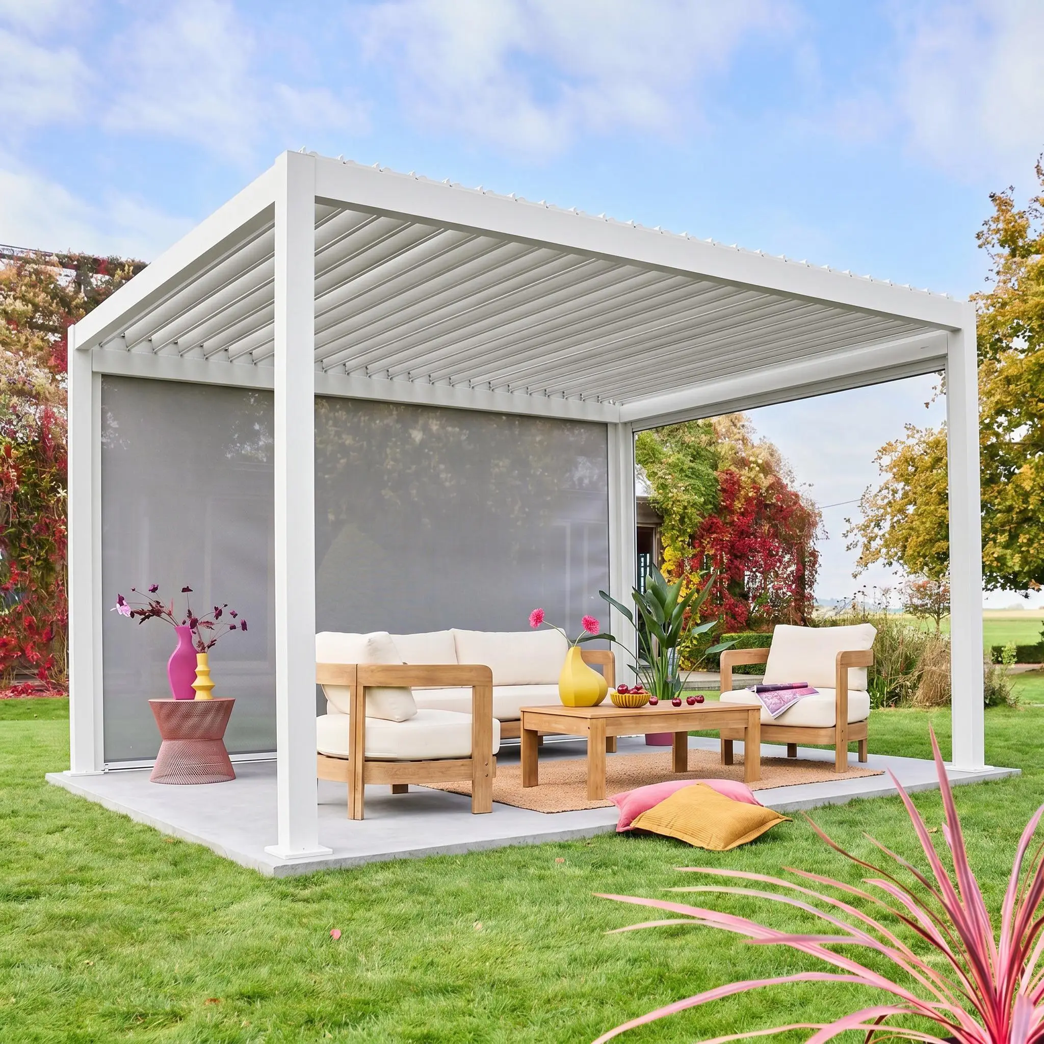 Store latéral 4m pour pergola bioclimatique aluminium 4x3m Triomphe