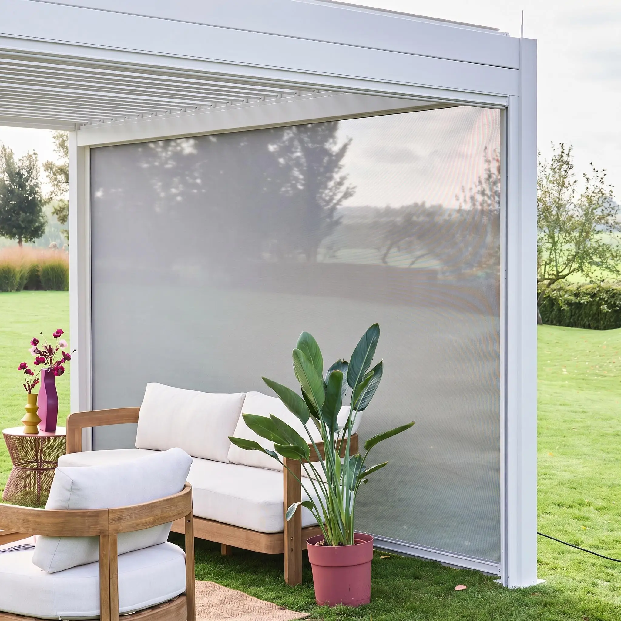 Store latéral 4m pour pergola bioclimatique aluminium 4x3m Triomphe