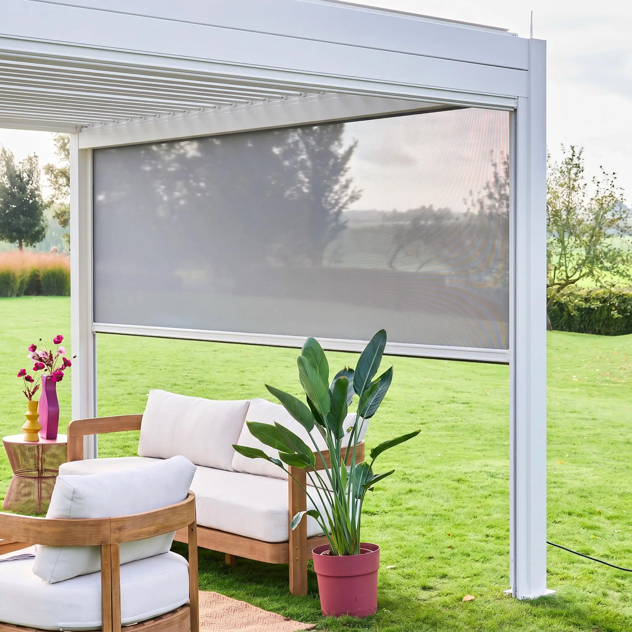 Store latéral 4m pour pergola bioclimatique aluminium 4x3m Triomphe