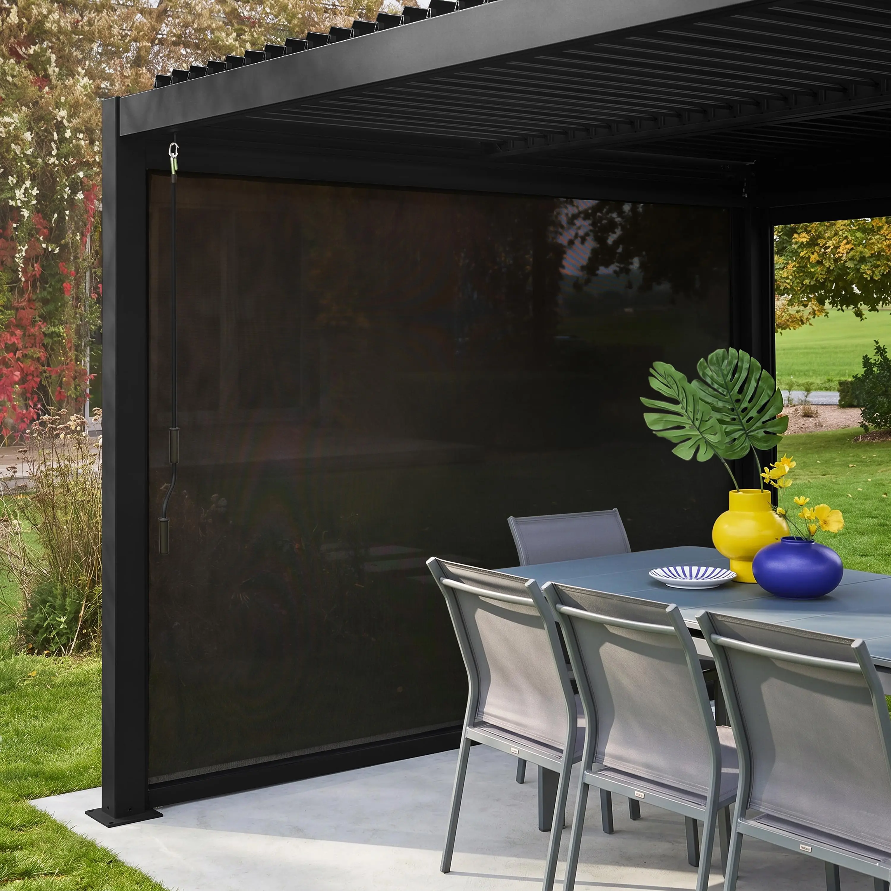 Store latéral 3m pergola bioclimatique aluminium et acier 3x3m 4x3m 6x3m Palace
