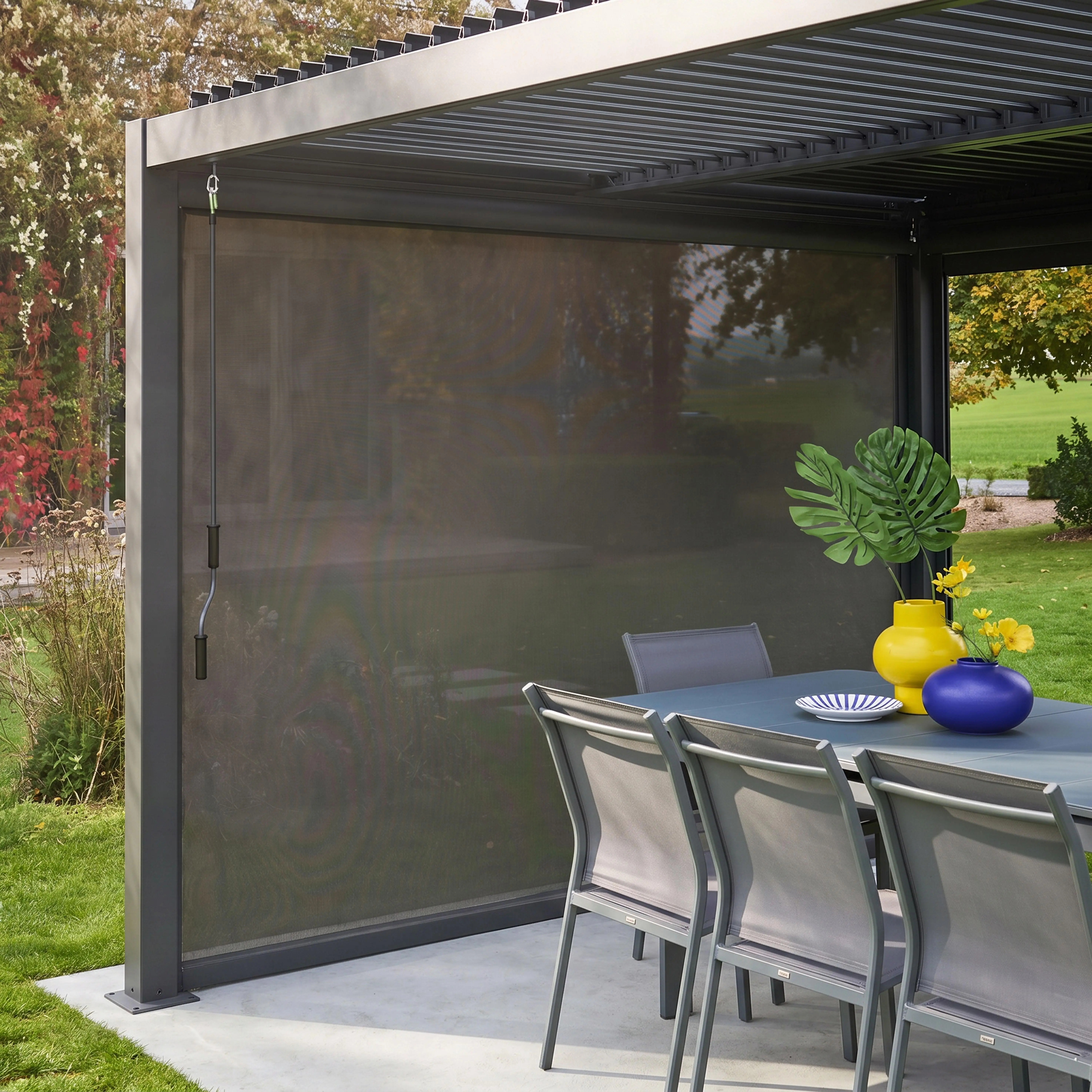 Store latéral 3m pergola bioclimatique aluminium et acier 3x3m 4x3m 6x3m Palace