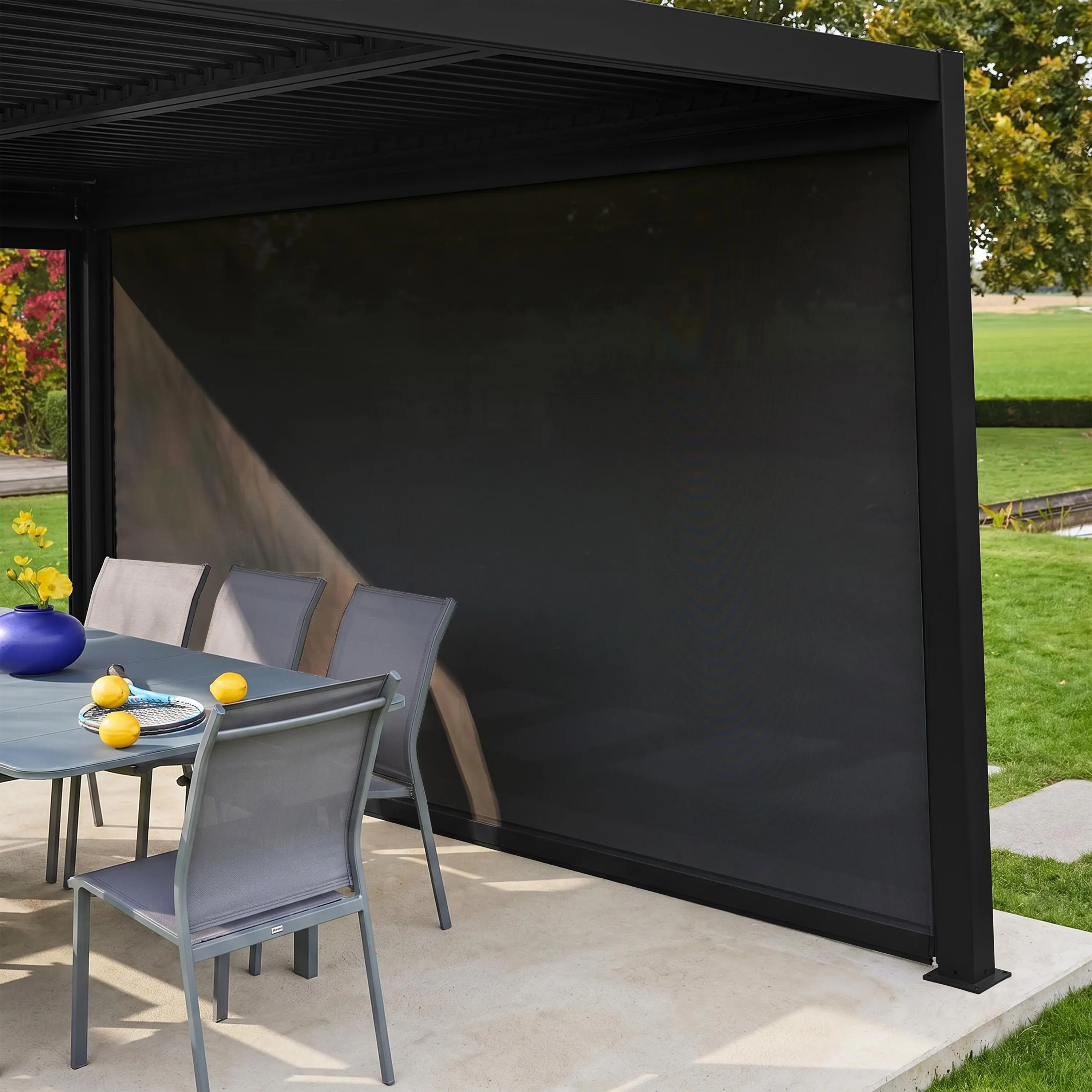 Store latéral 4m pour pergola bioclimatique aluminium et acier 4x3m Palace