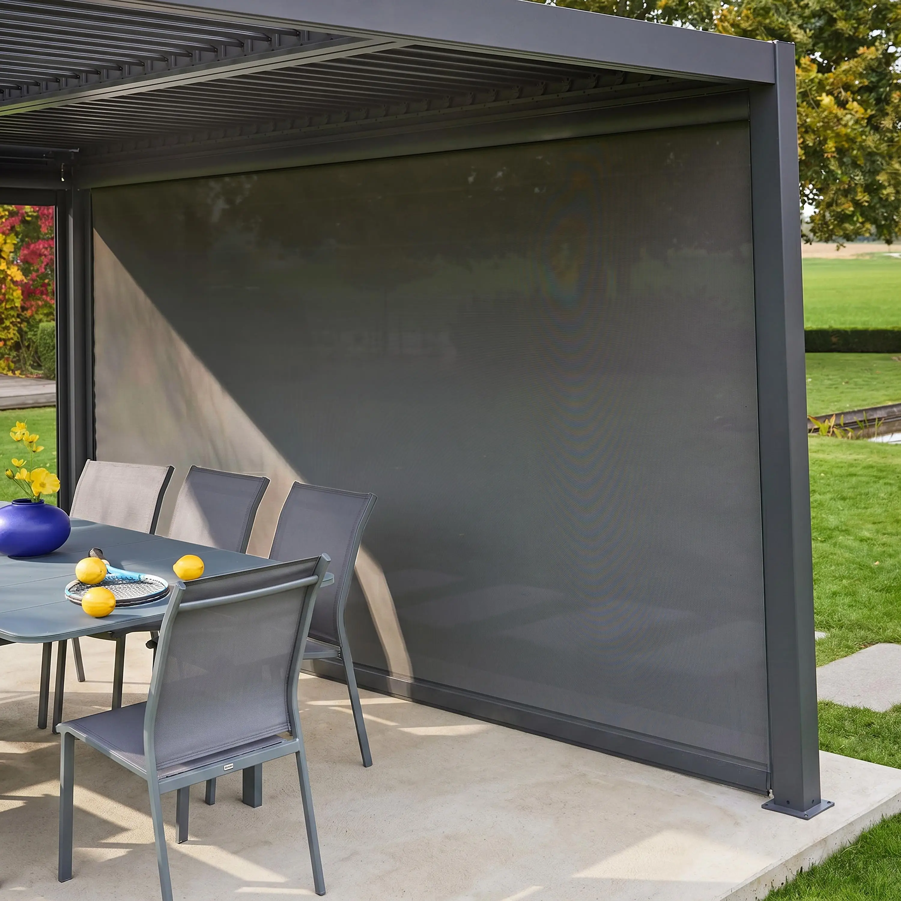 Store latéral 4m pour pergola bioclimatique aluminium et acier 4x3m Palace