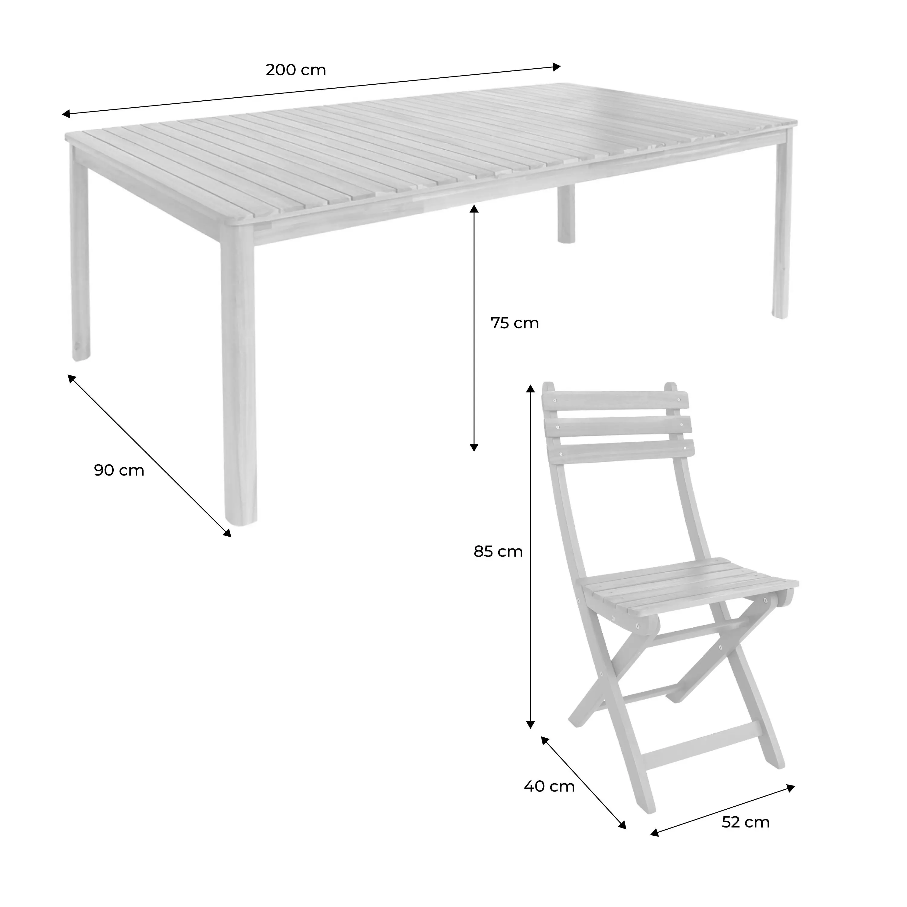Table de jardin bois d'acacia + 10 assises