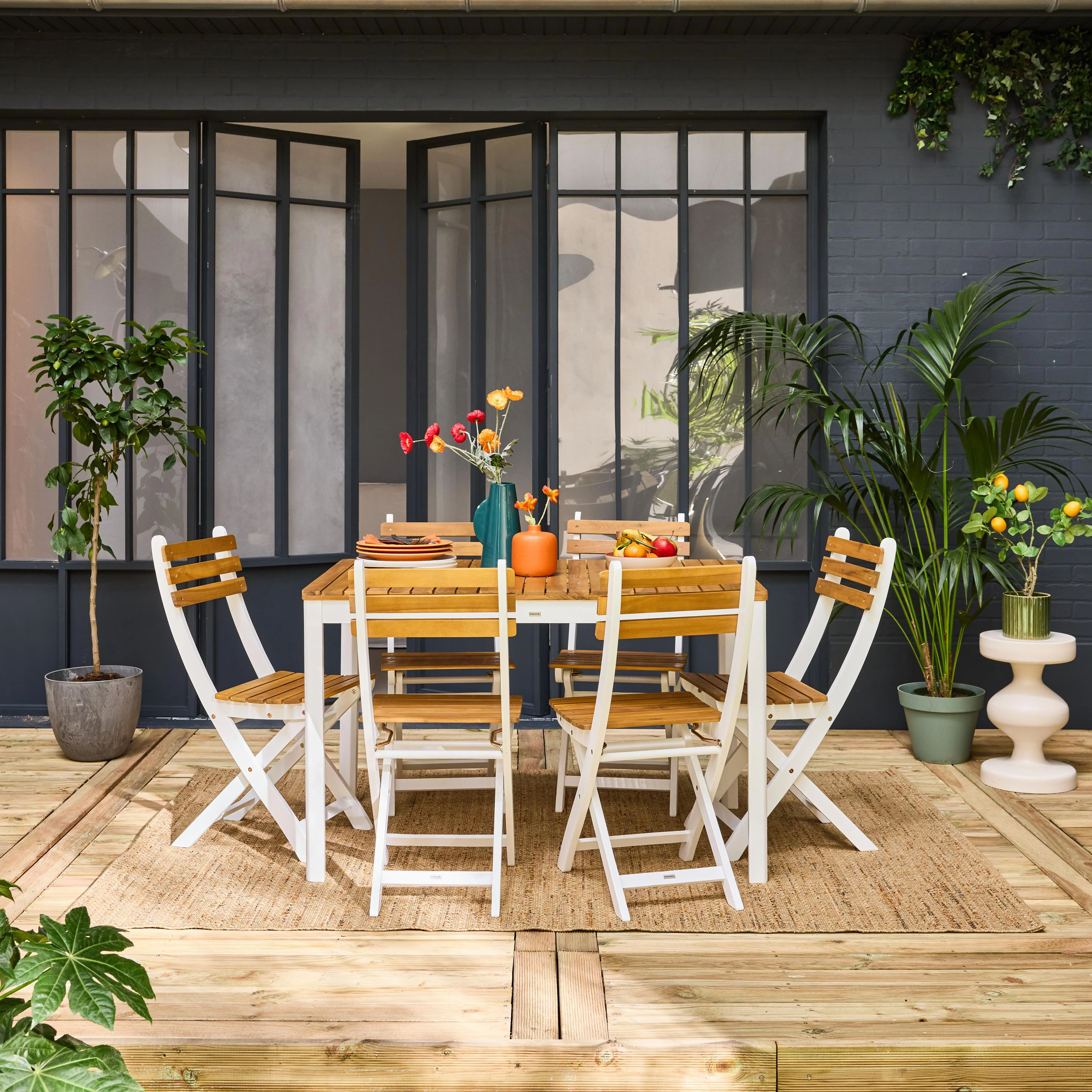 Table de jardin bois d'acacia 6 places