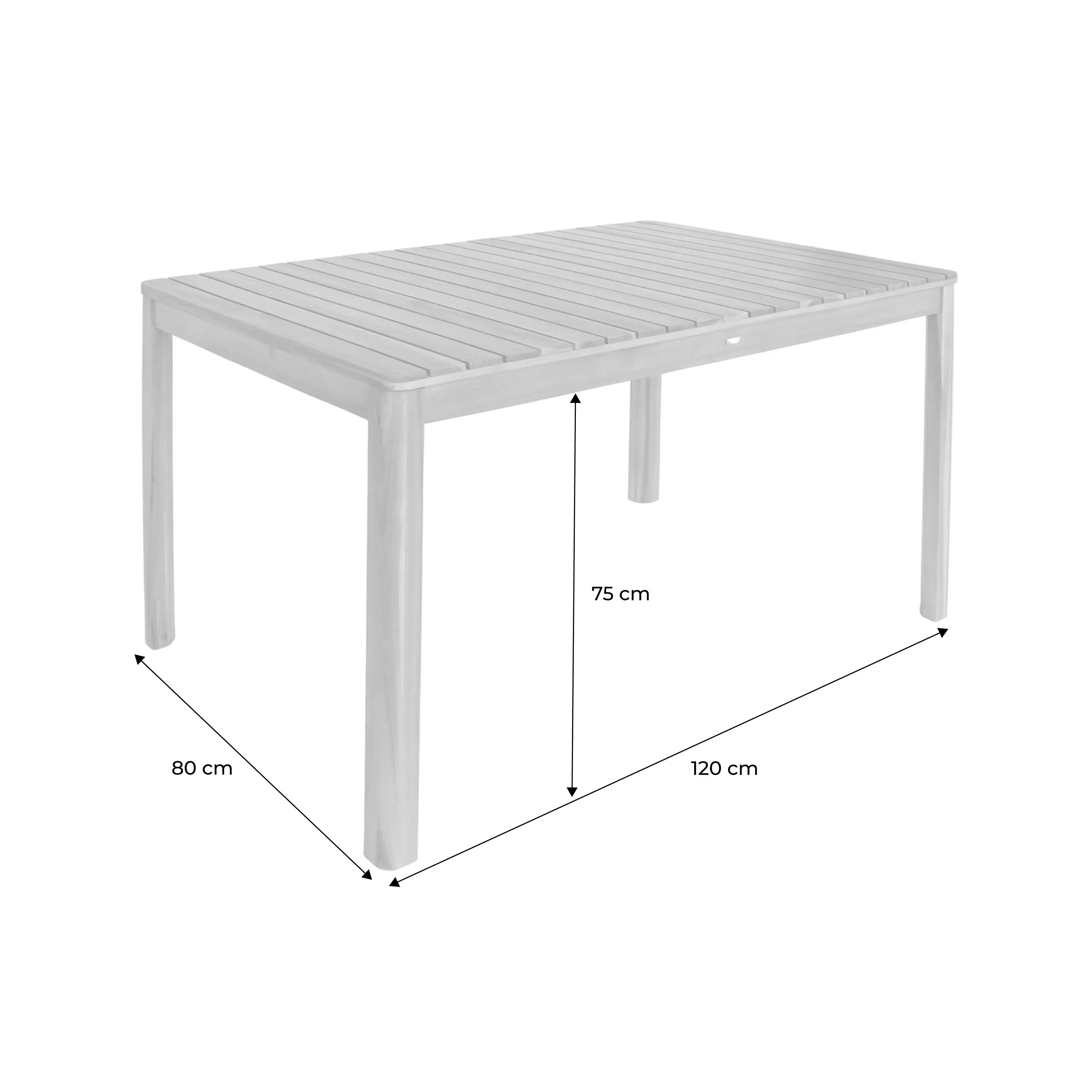 Table de jardin bois d'acacia 6 places