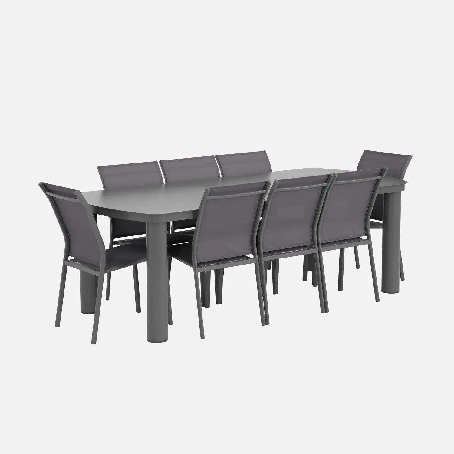 Table de jardin aluminium + 8 assises