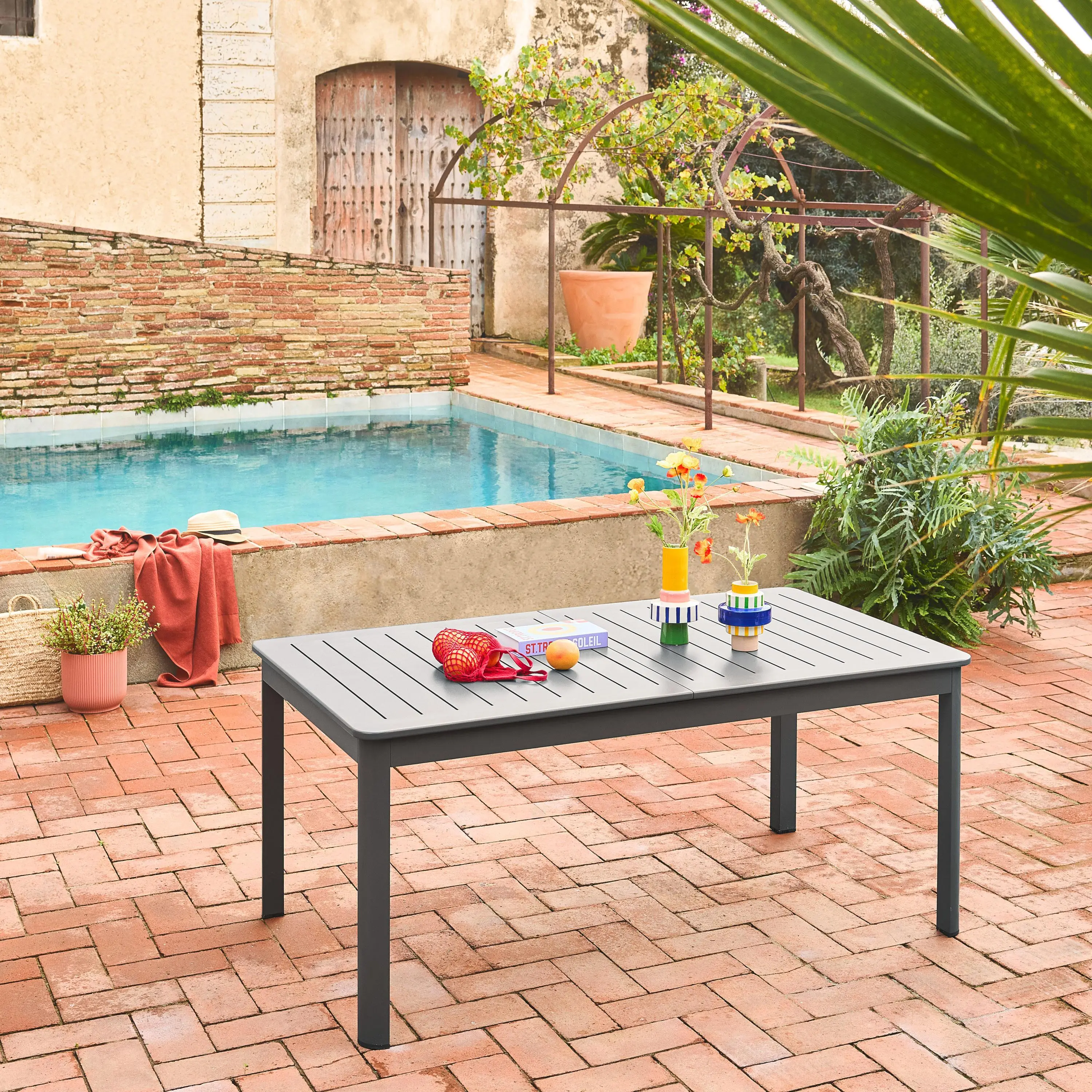 Table de jardin extensible aluminium 8 places