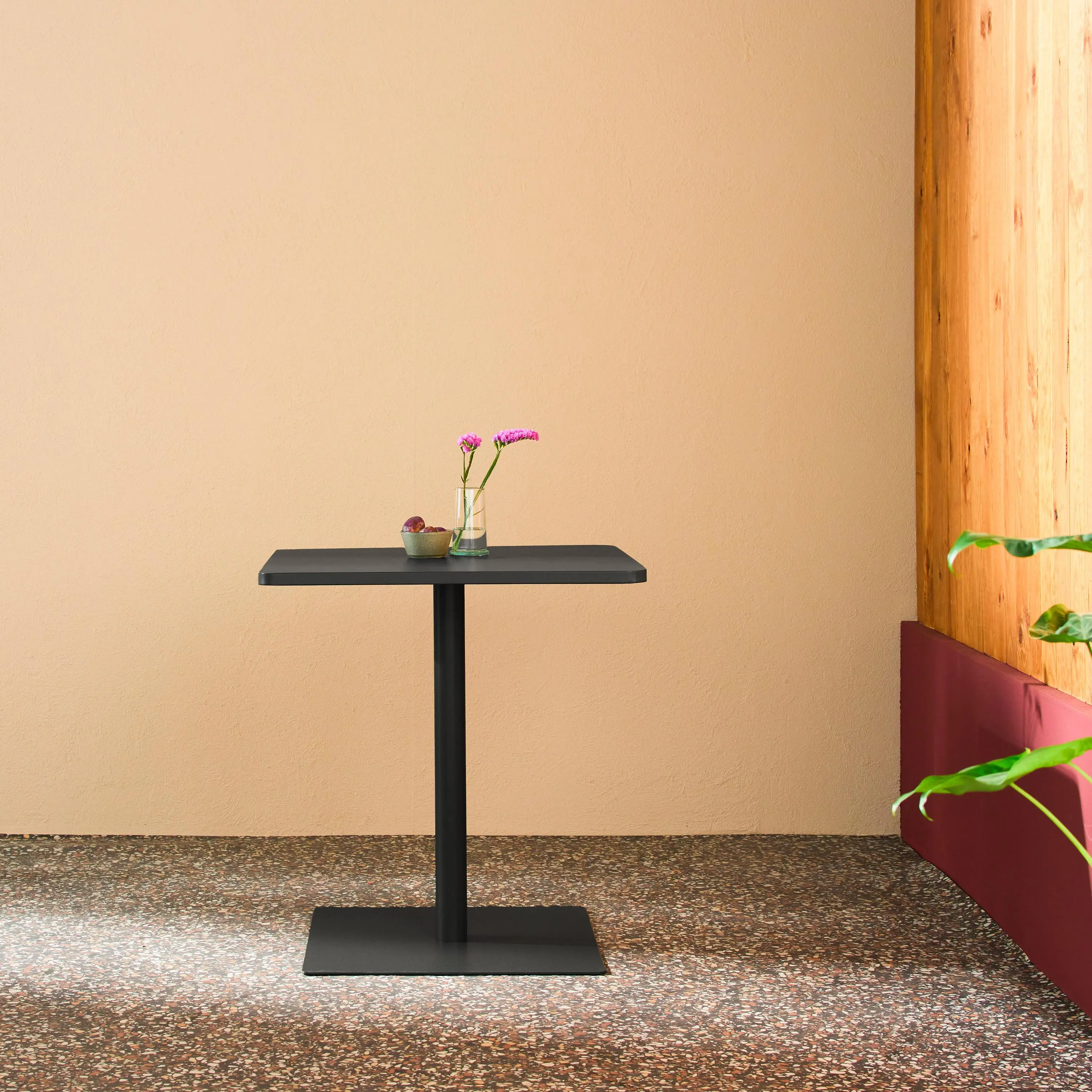 Table de jardin bistrot carré acier 2 places 70 cm intérieur/extérieur