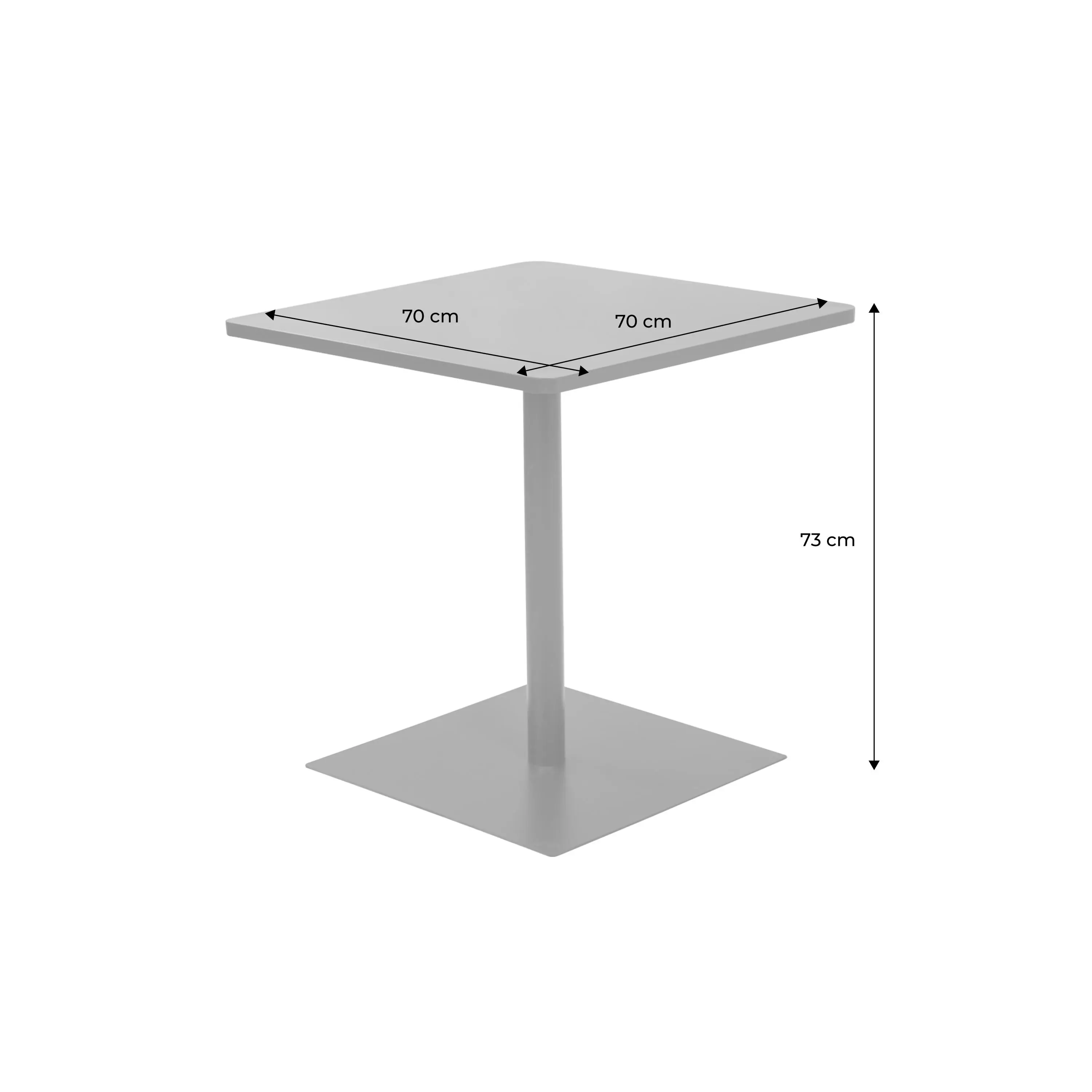 Table de jardin bistrot carré acier 2 places 70 cm intérieur/extérieur