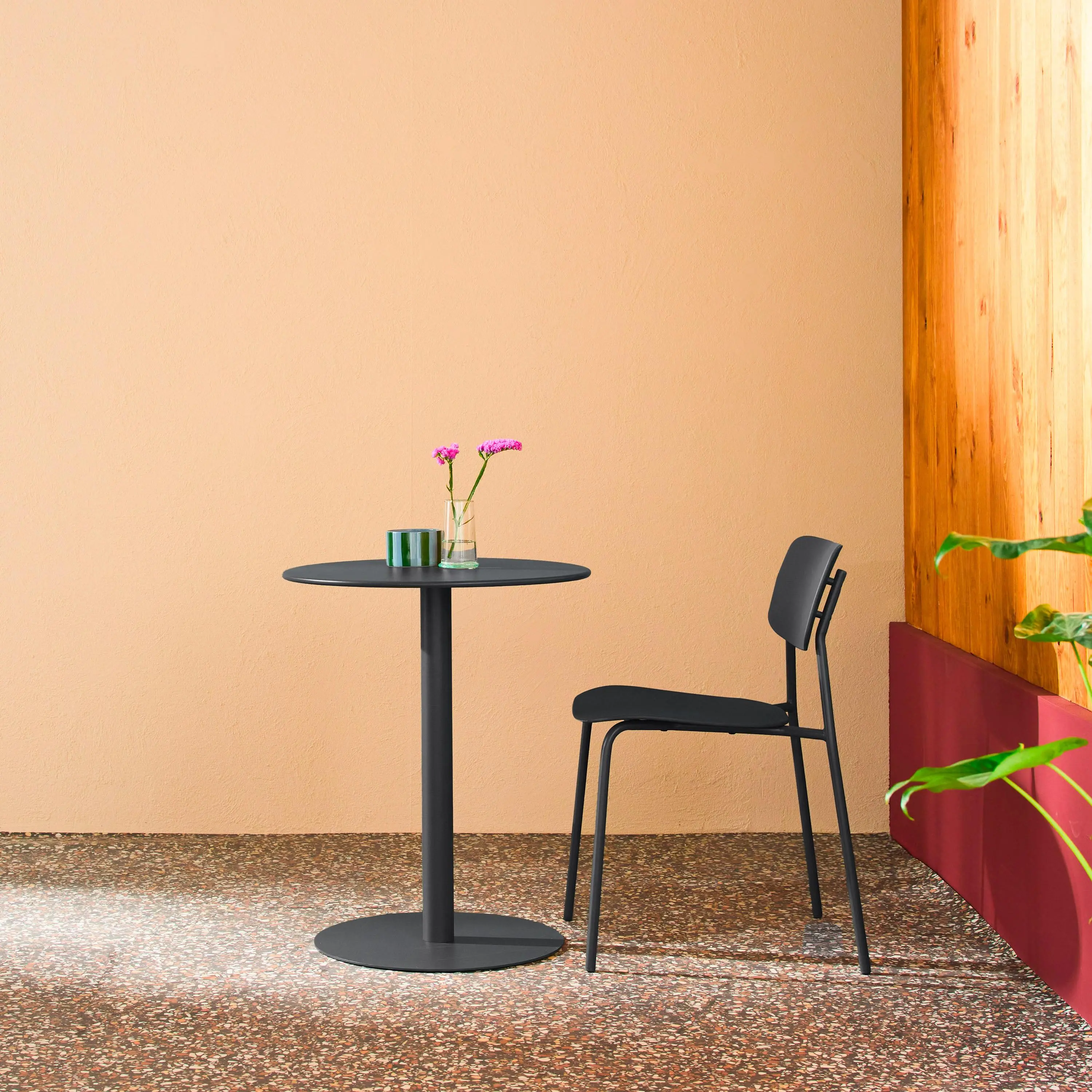 Table de jardin bistrot ronde acier 2 places intérieur/extérieur