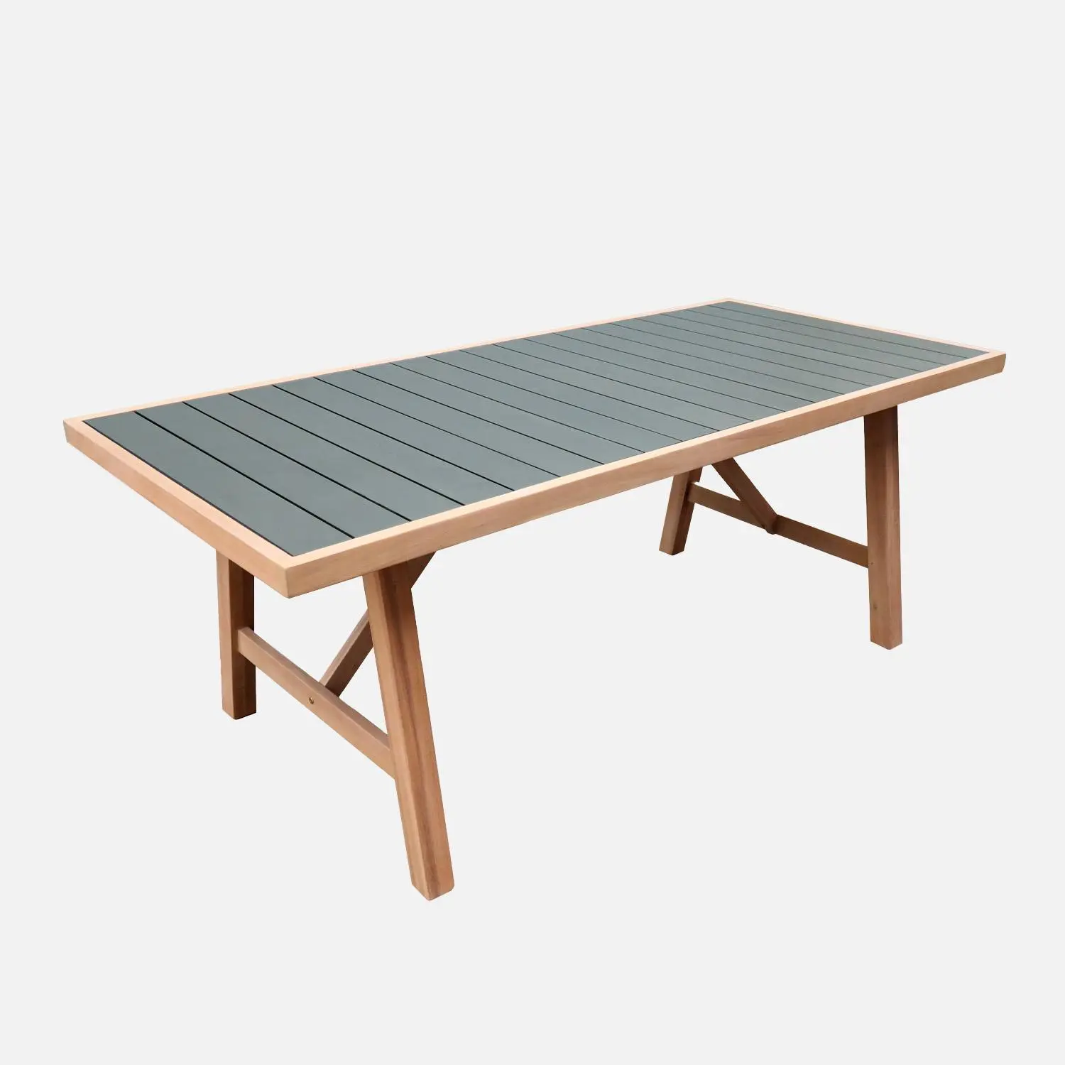 Table de jardin bois d'acacia et aluminium + 8 assises