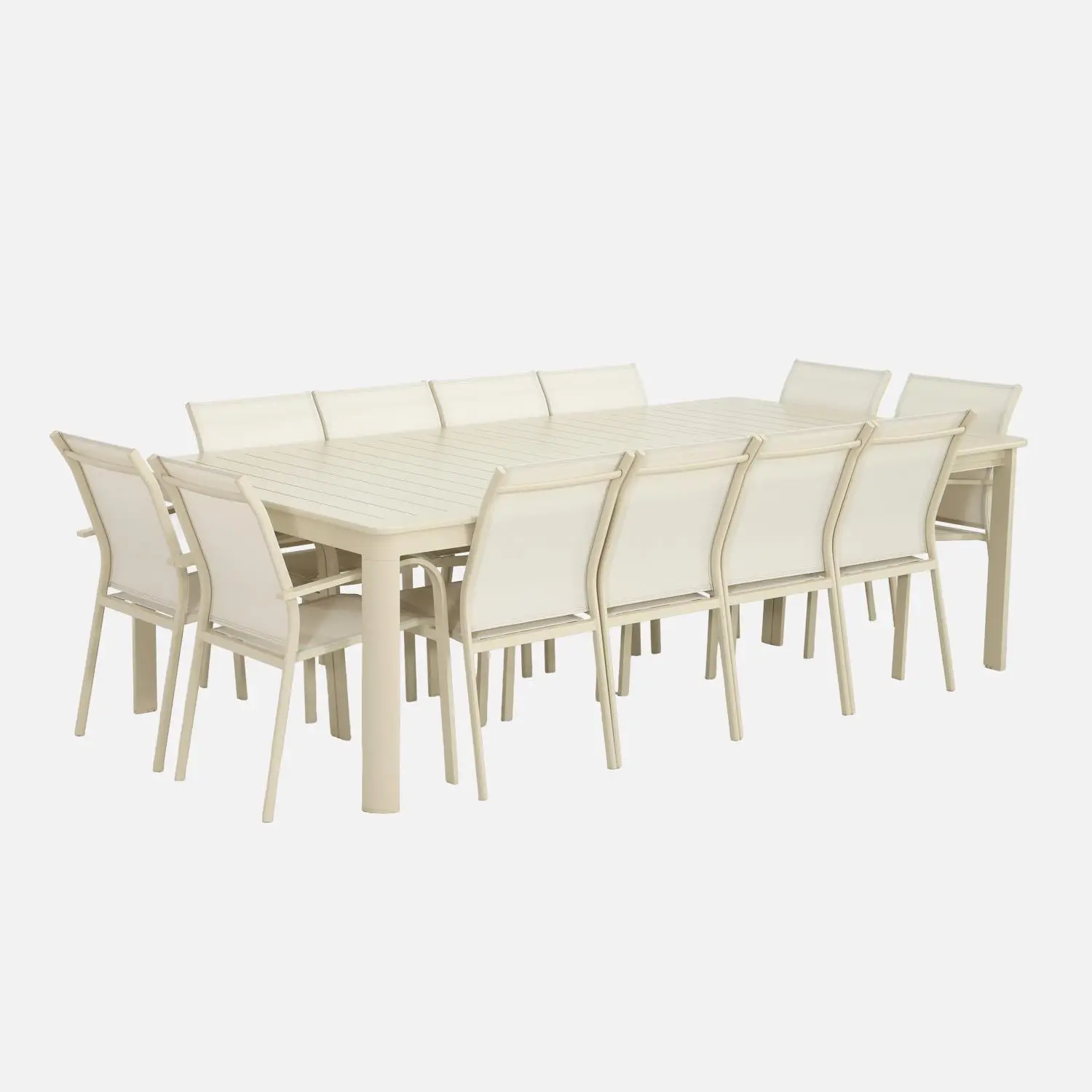 Table de jardin extensible aluminium + 12 assises