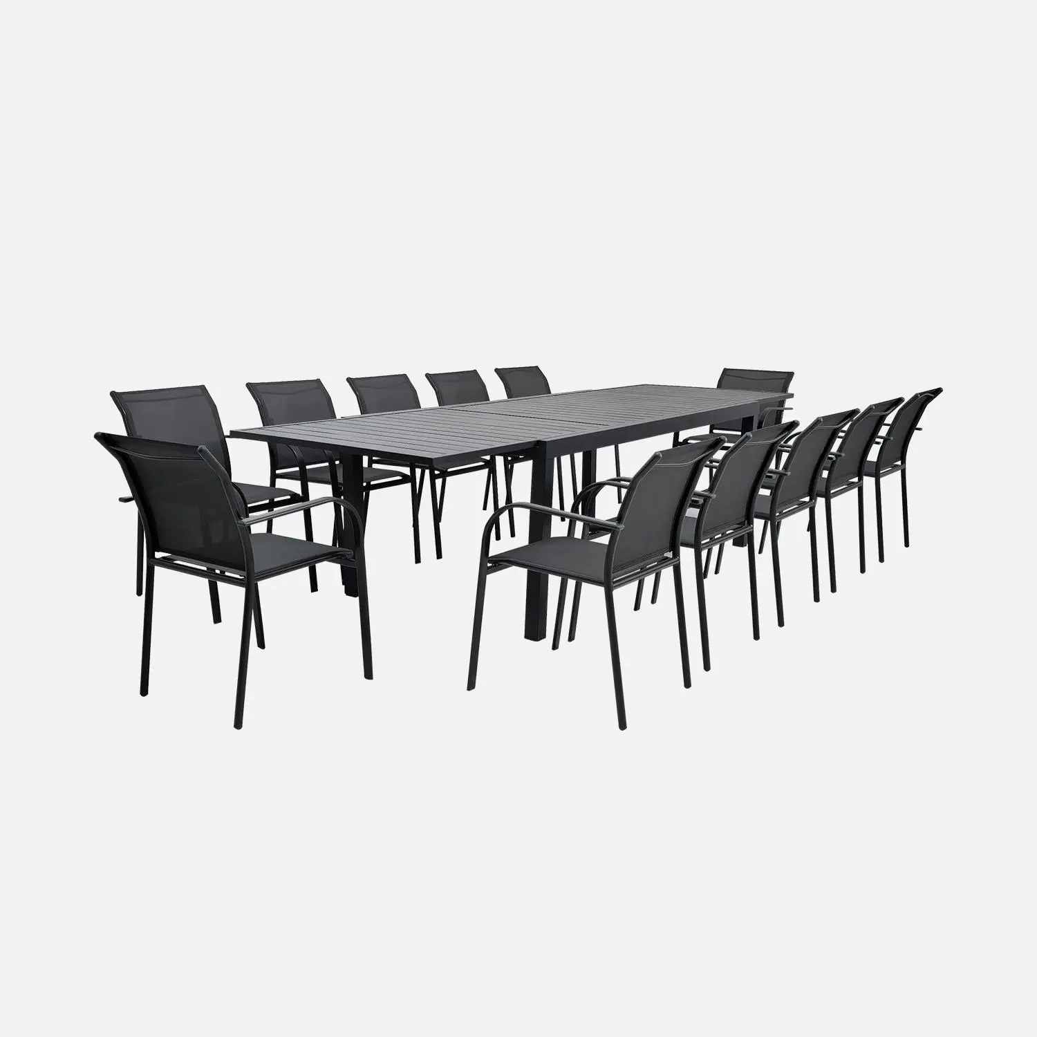 Table de jardin extensible aluminium + 10 assises