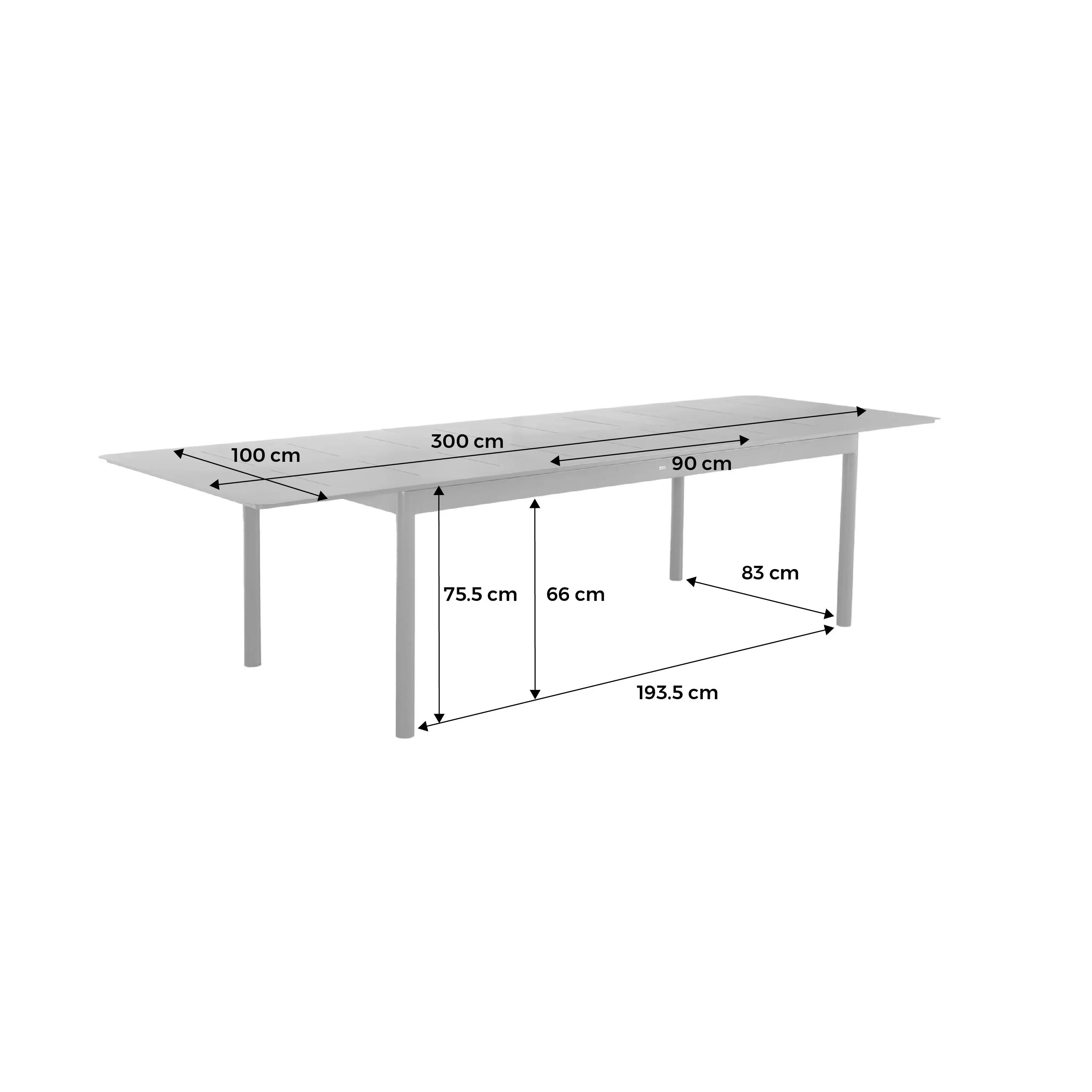 Table de jardin extensible aluminium 8 places