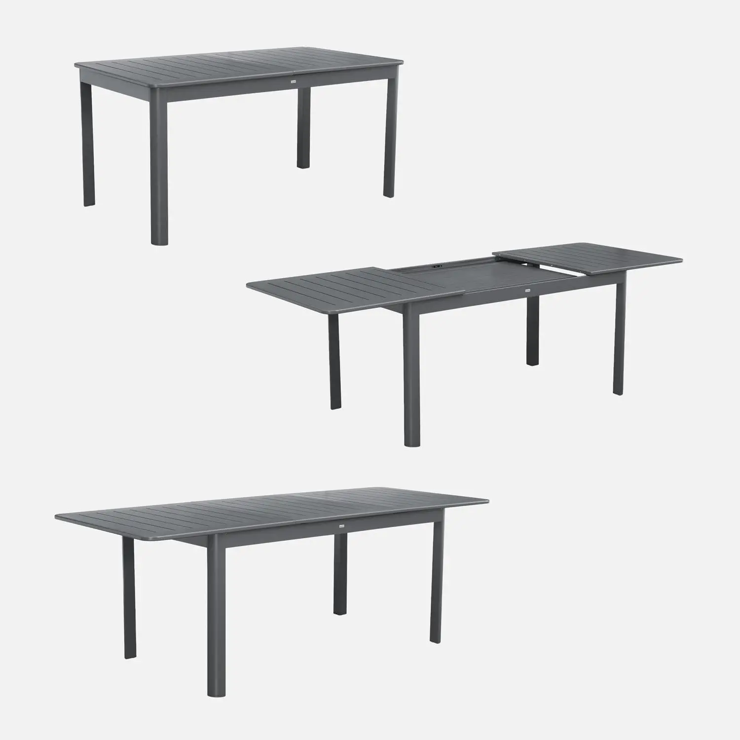 Table de jardin extensible aluminium + 6 assises