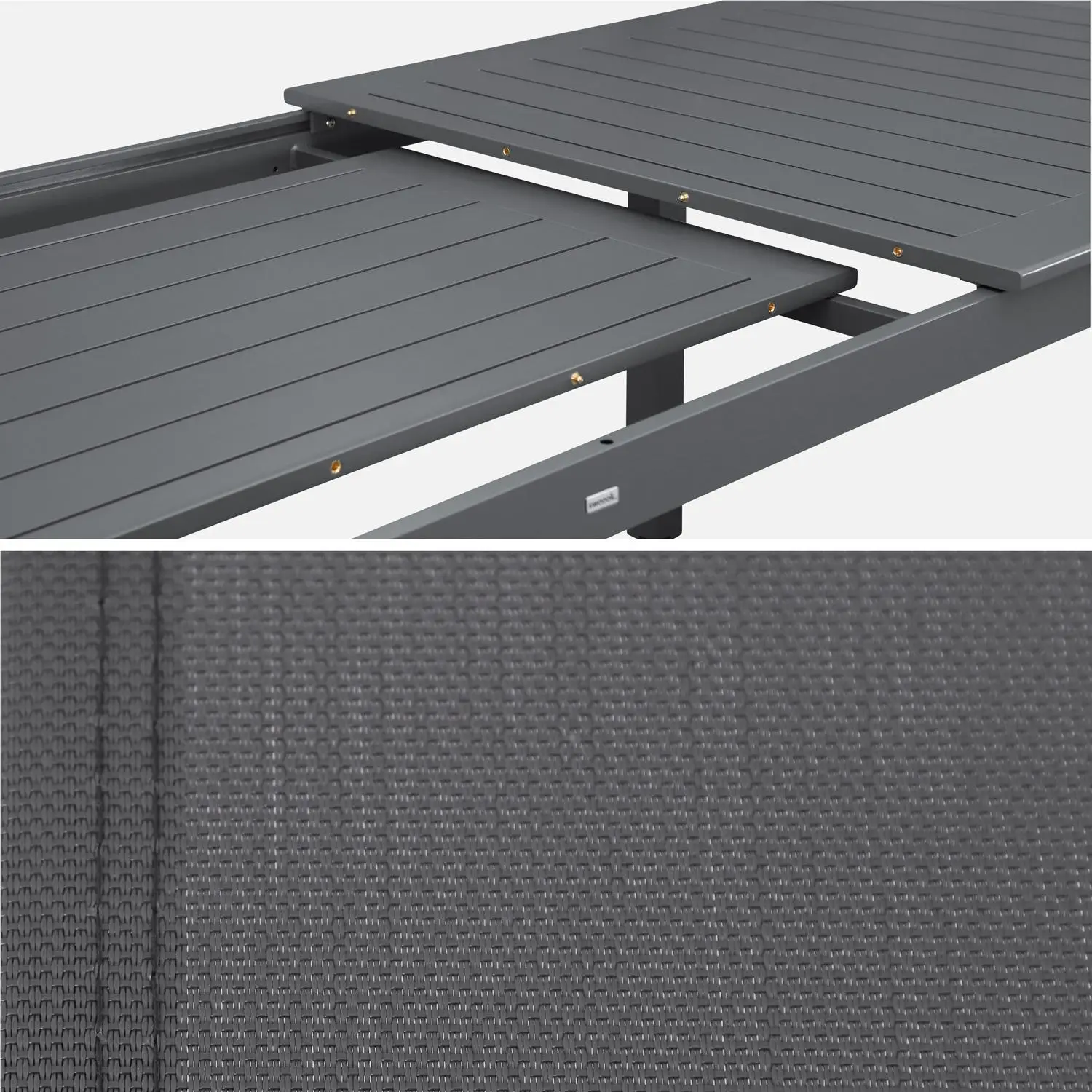 Table de jardin extensible aluminium + 6 assises
