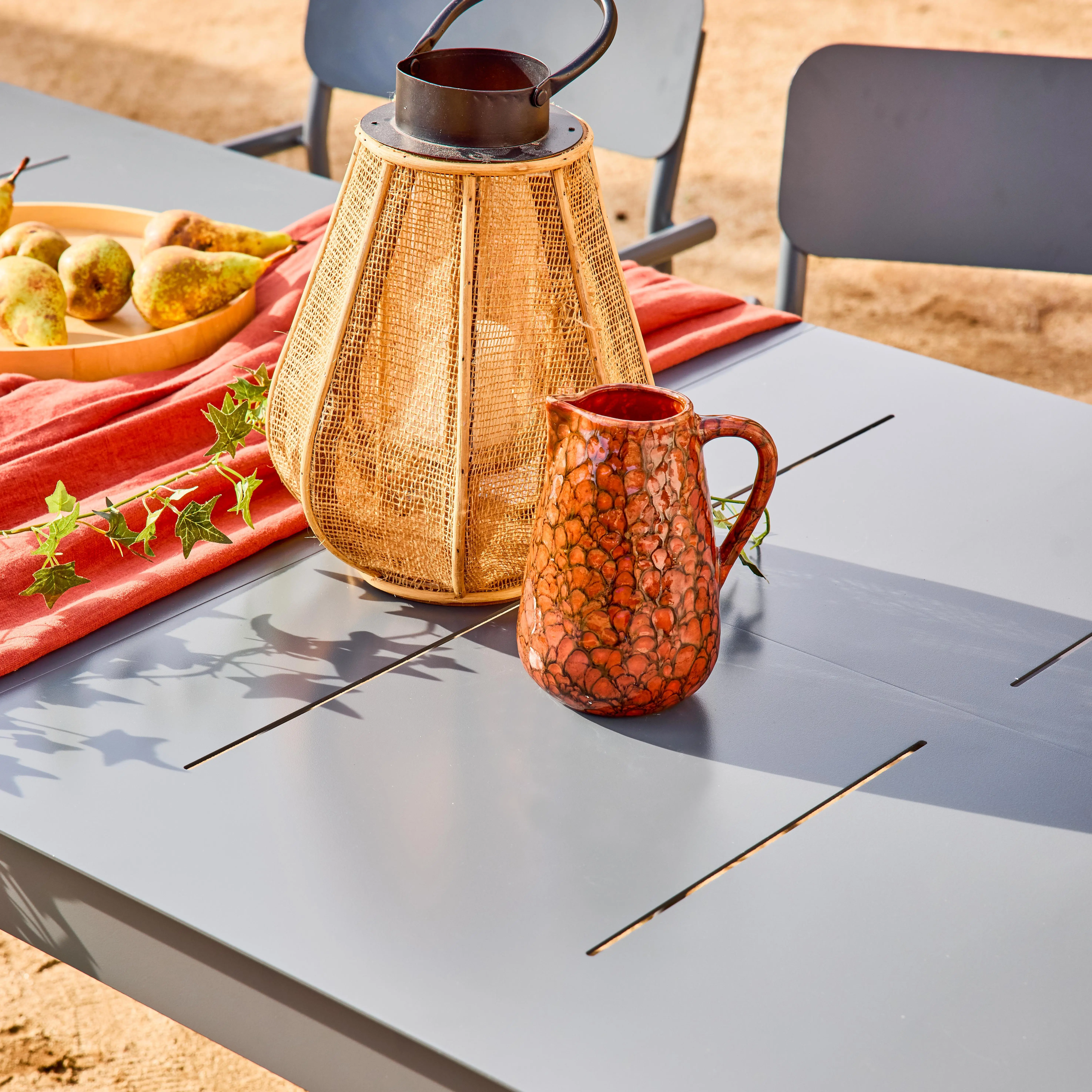 Table de jardin extensible aluminium + 8 assises